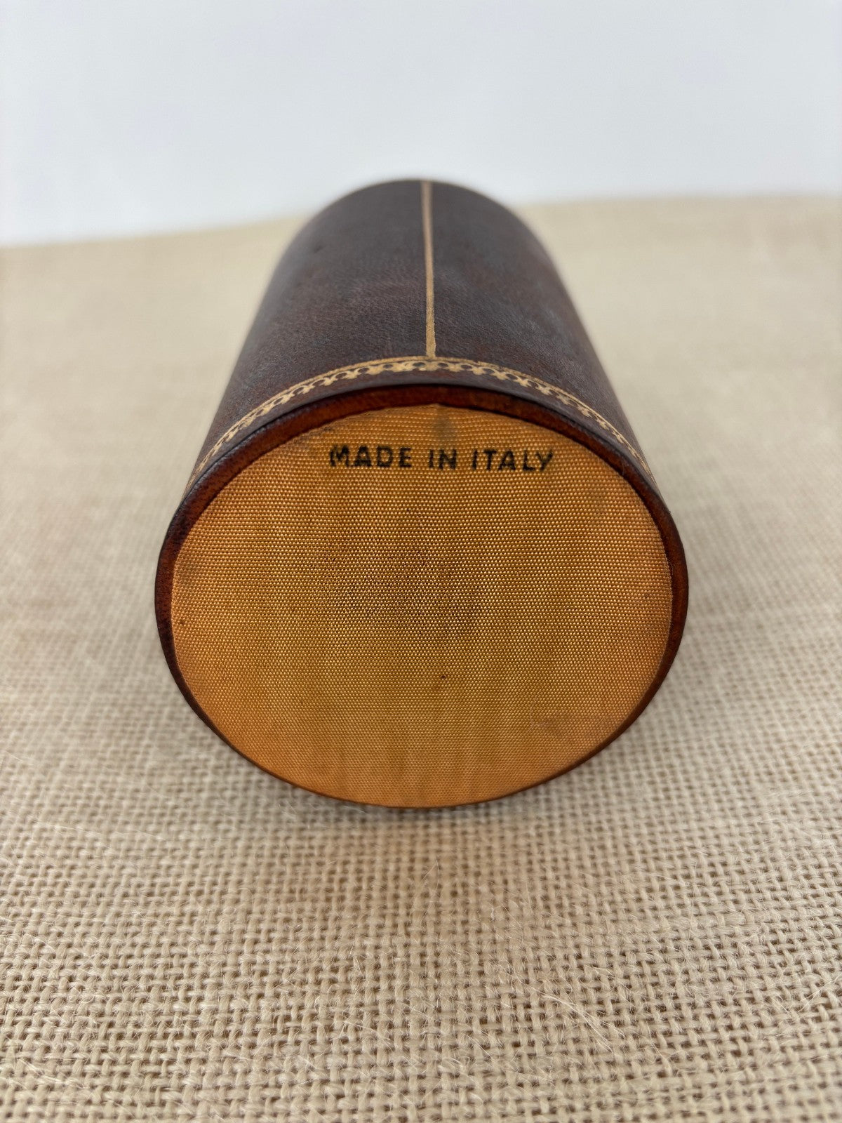 Florentine gold embossed Leather Pen & Pencil Cup