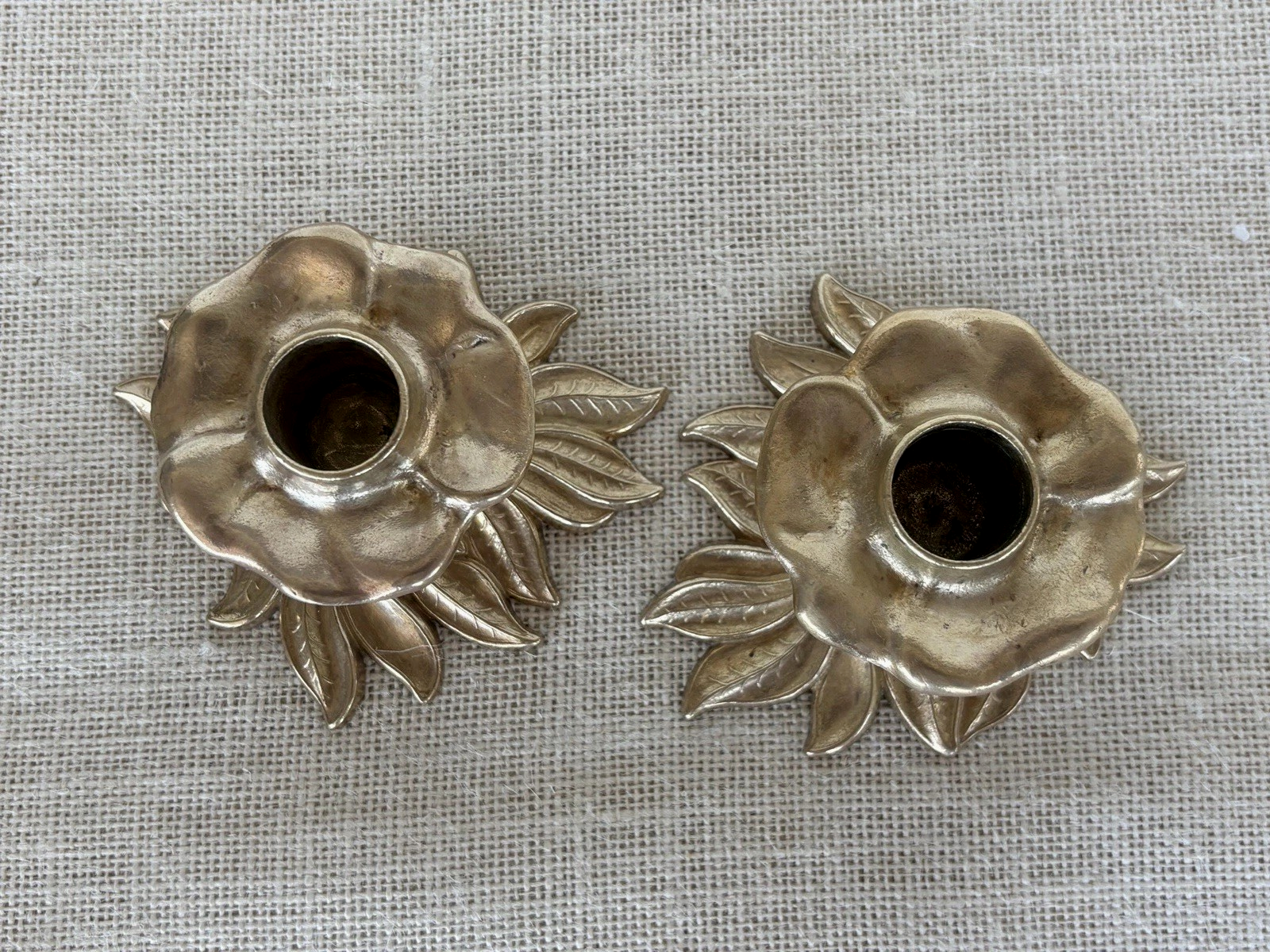 Art Nouveau style Brass Floral Candle Holders by Gilde Handwerk
