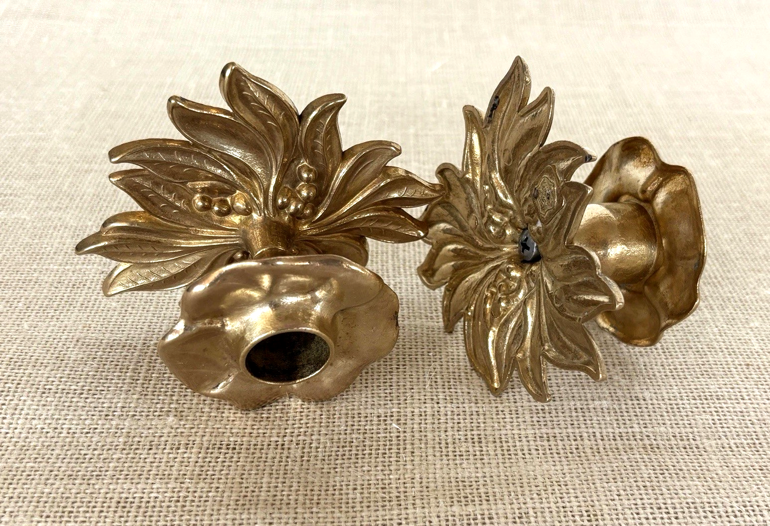 Art Nouveau style Brass Floral Candle Holders by Gilde Handwerk