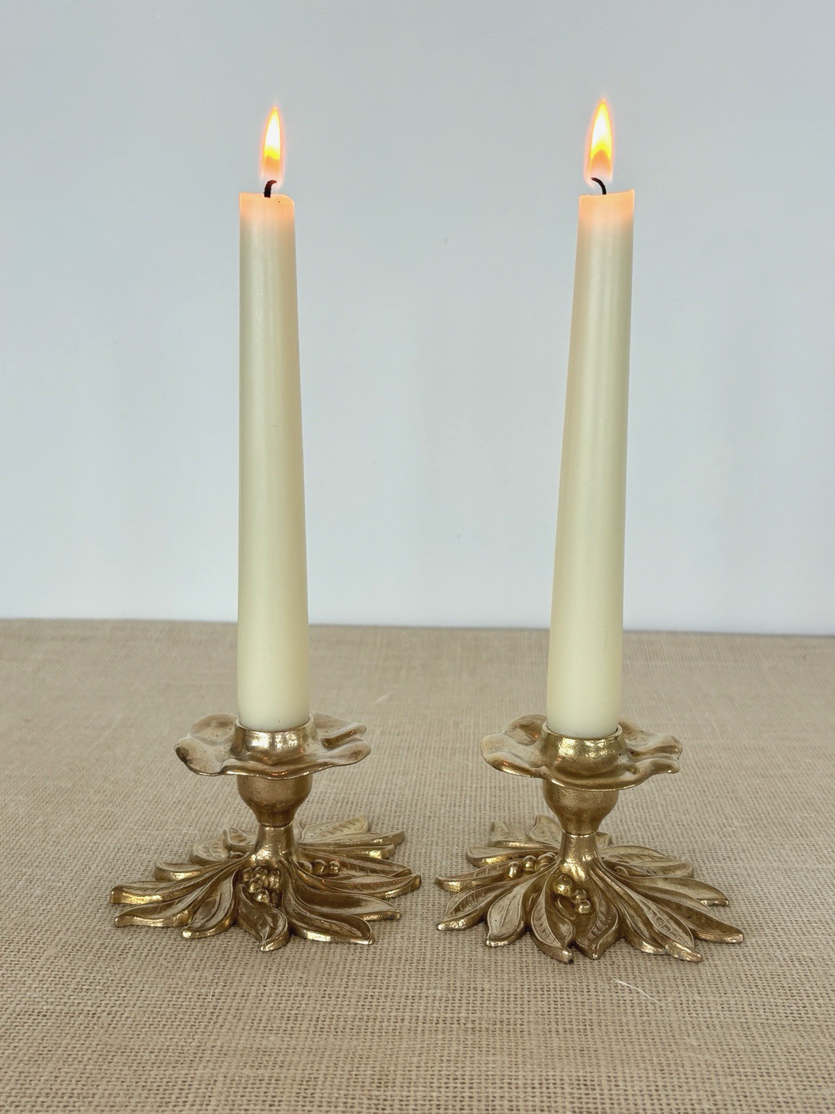 Art Nouveau style Brass Floral Candle Holders by Gilde Handwerk