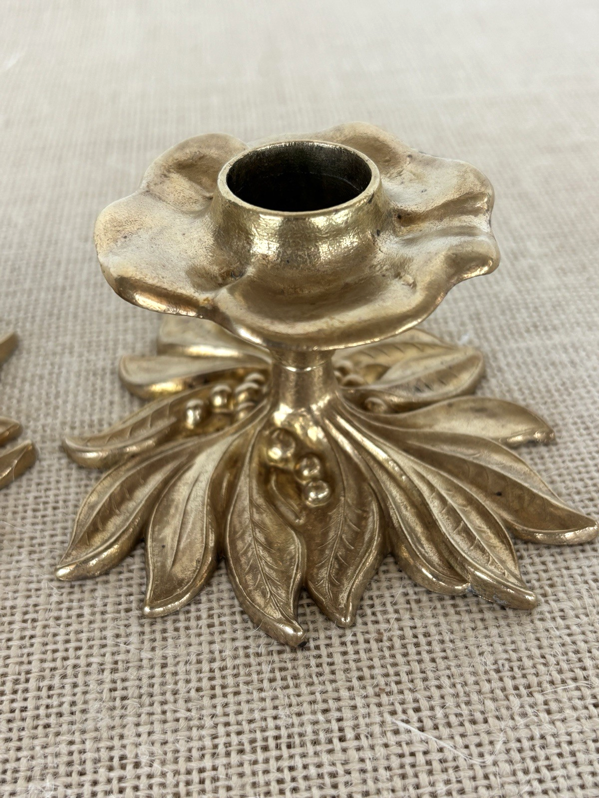 Art Nouveau style Brass Floral Candle Holders by Gilde Handwerk