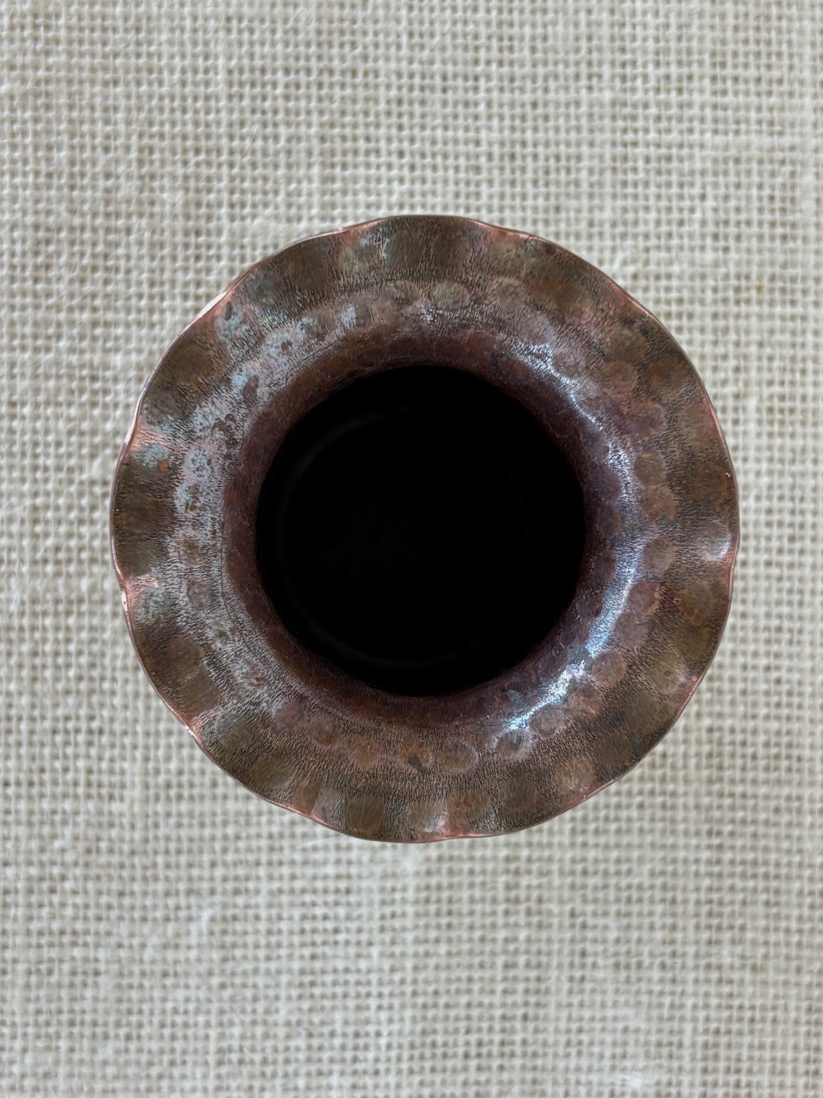 Antique Italian Miniature Hand Hammered Copper Vase
