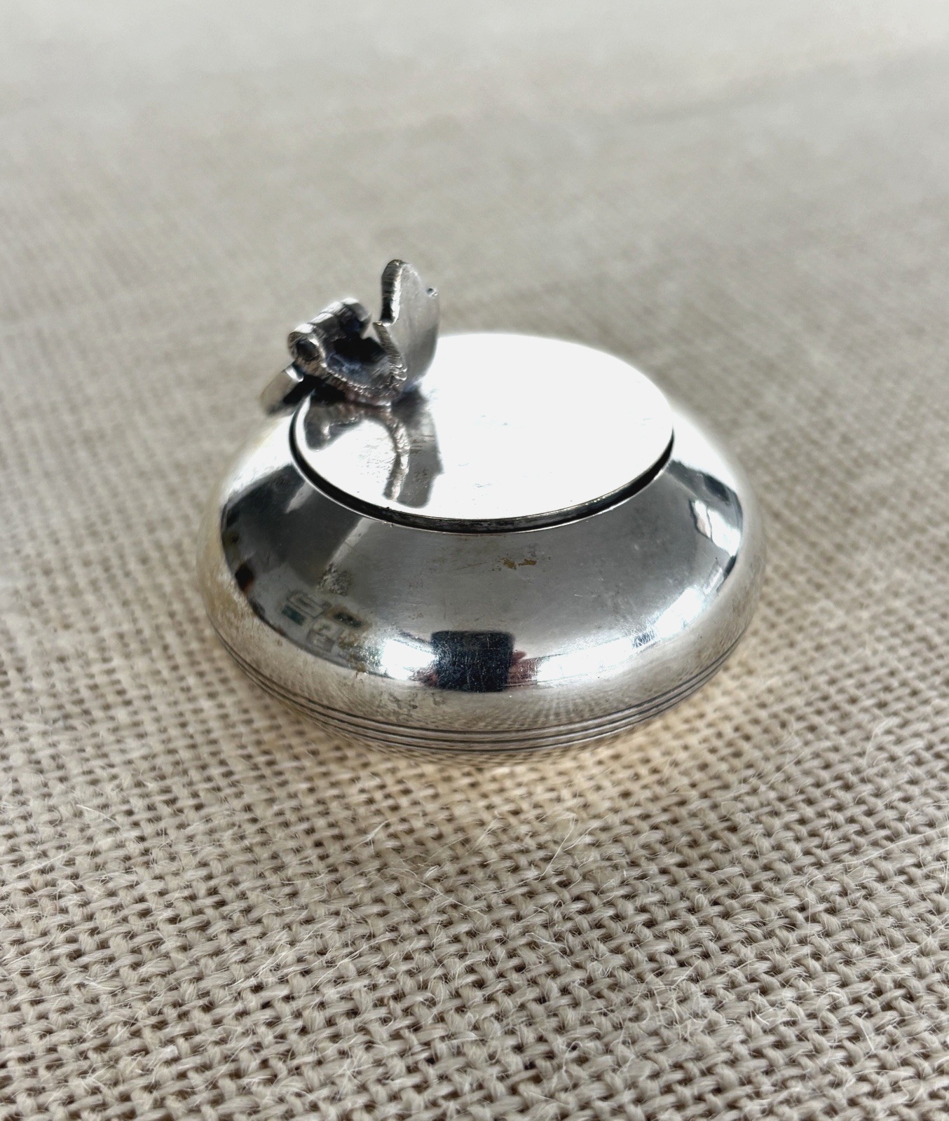 Vintage Art Deco French Silverplate Flip Top Pocket Ashtray