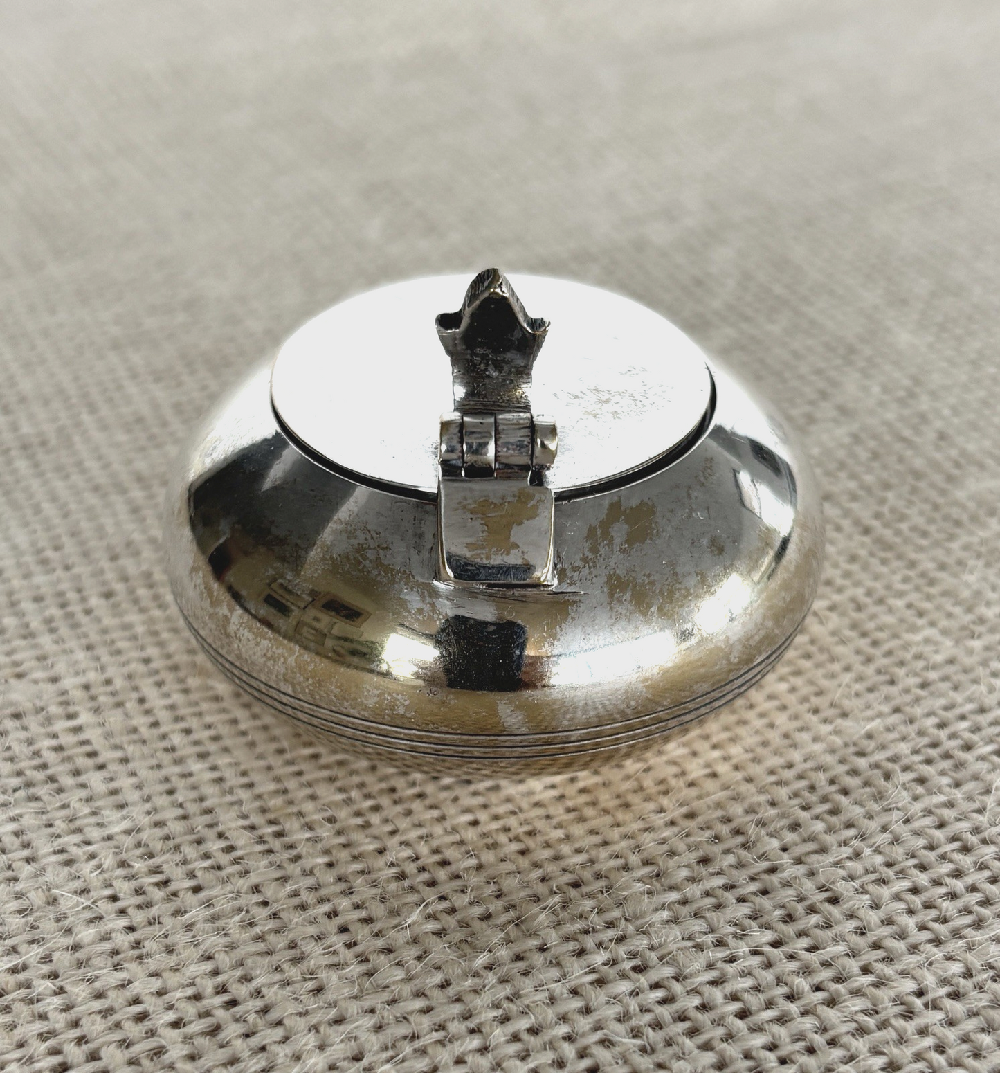Vintage Art Deco French Silverplate Flip Top Pocket Ashtray