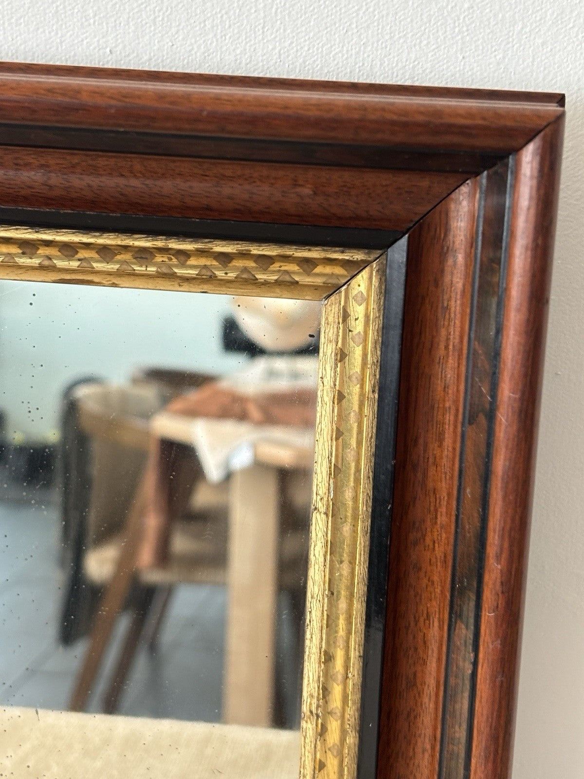 Antique Eastlake Deep Well Picture Frame with Mirror