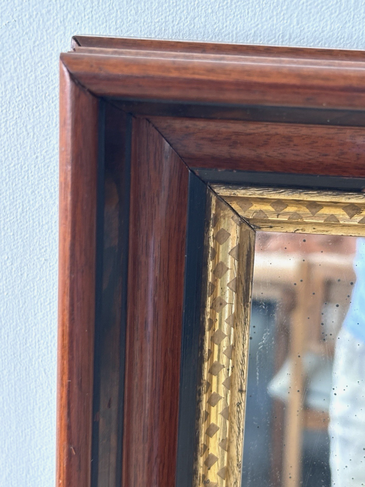 Antique Eastlake Deep Well Picture Frame with Mirror
