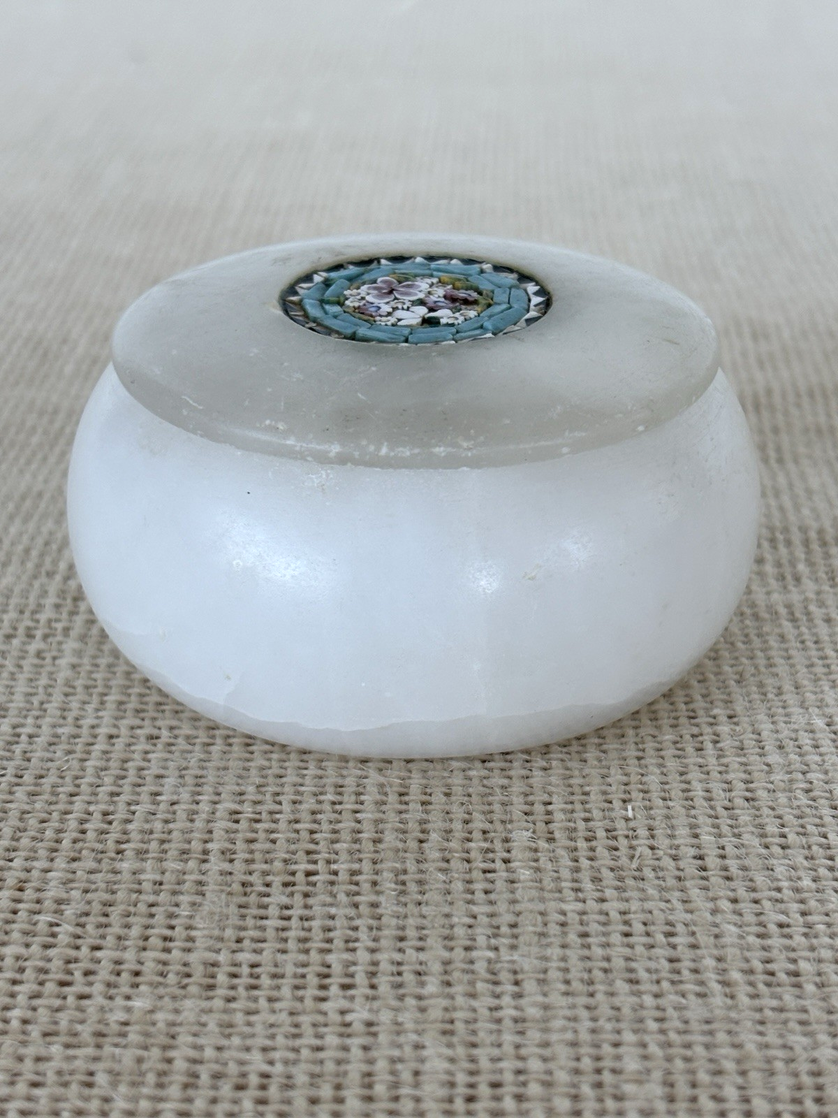 Micro Mosaic Italian Alabaster lidded Jar or Box