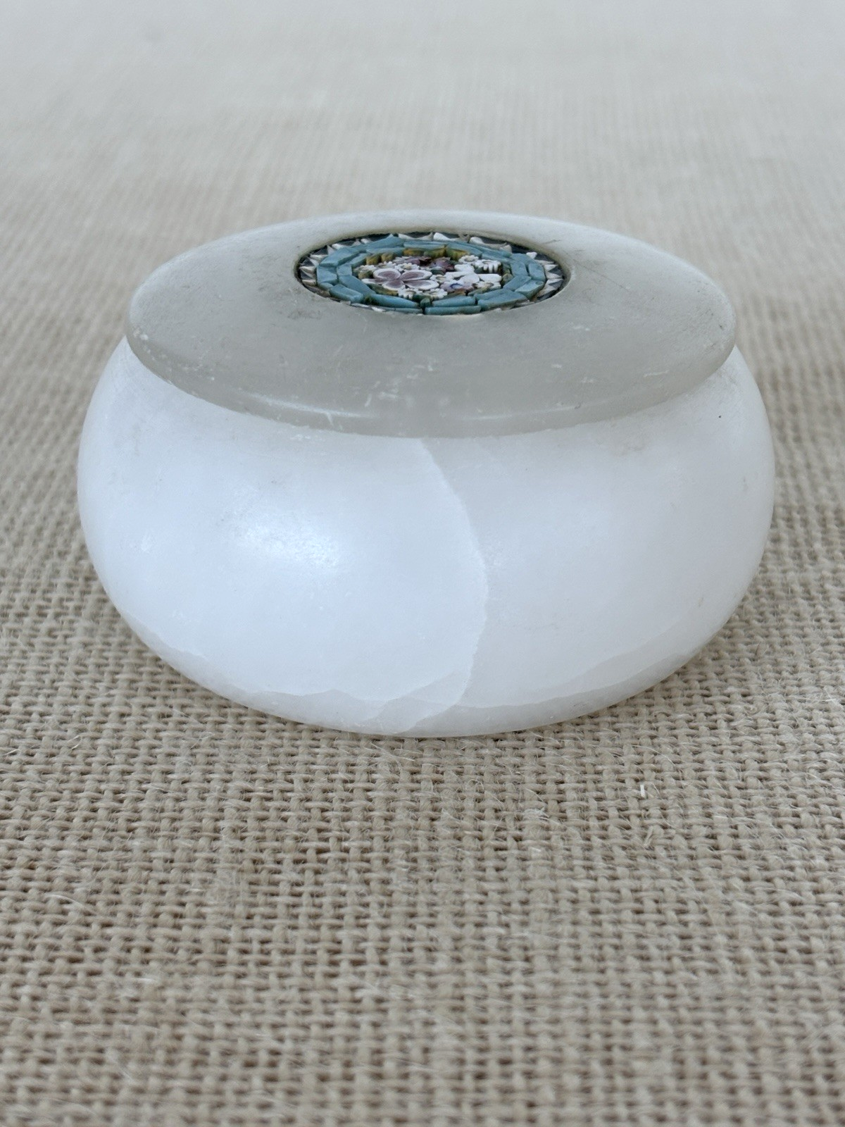 Micro Mosaic Italian Alabaster lidded Jar or Box