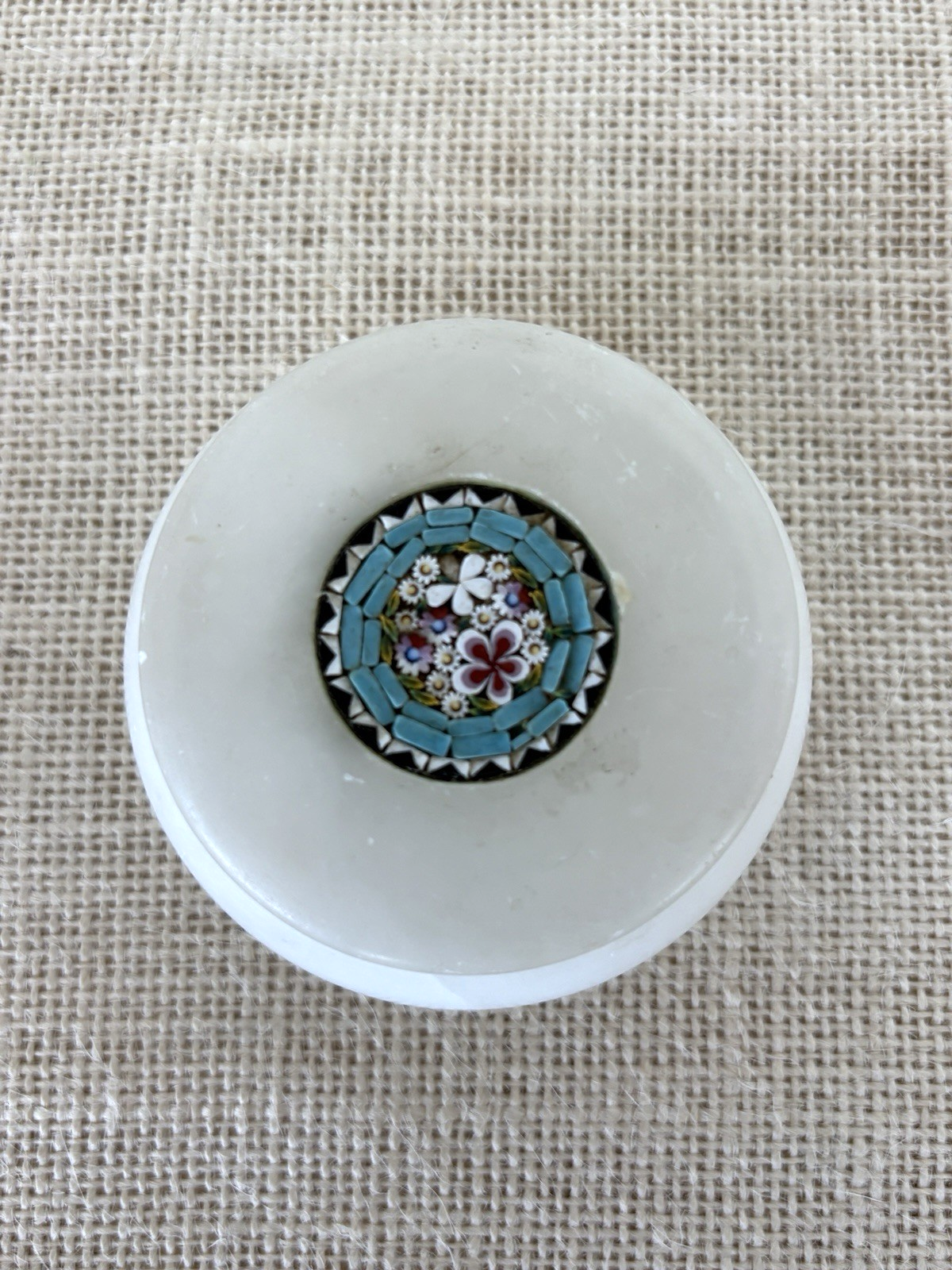 Micro Mosaic Italian Alabaster lidded Jar or Box