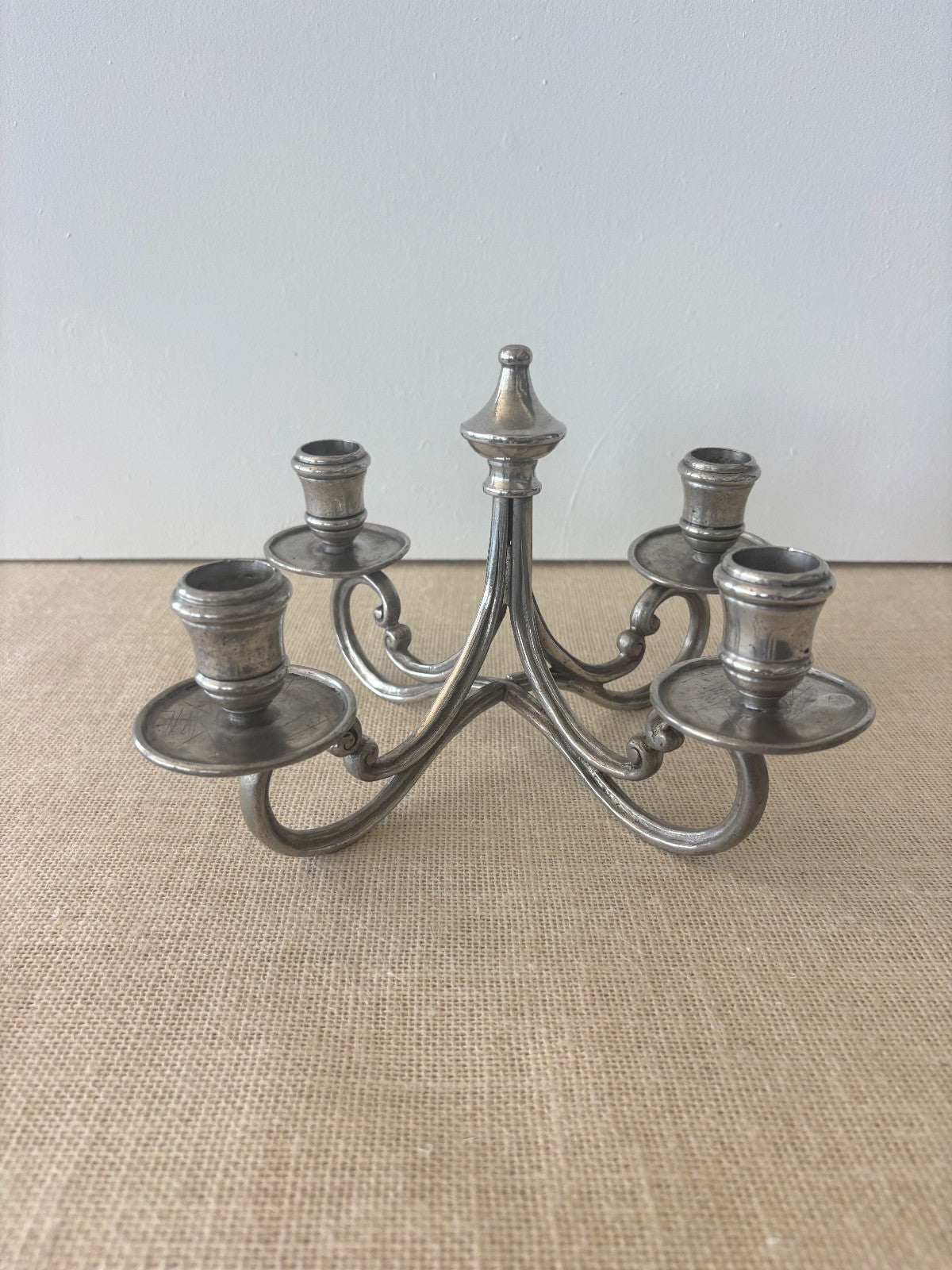 La Bottega del Peltro classical Italian Pewter 4-arm Candelabra
