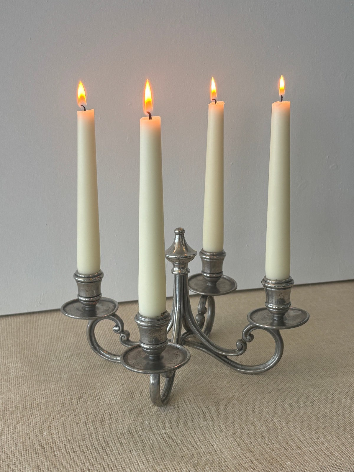 La Bottega del Peltro classical Italian Pewter 4-arm Candelabra
