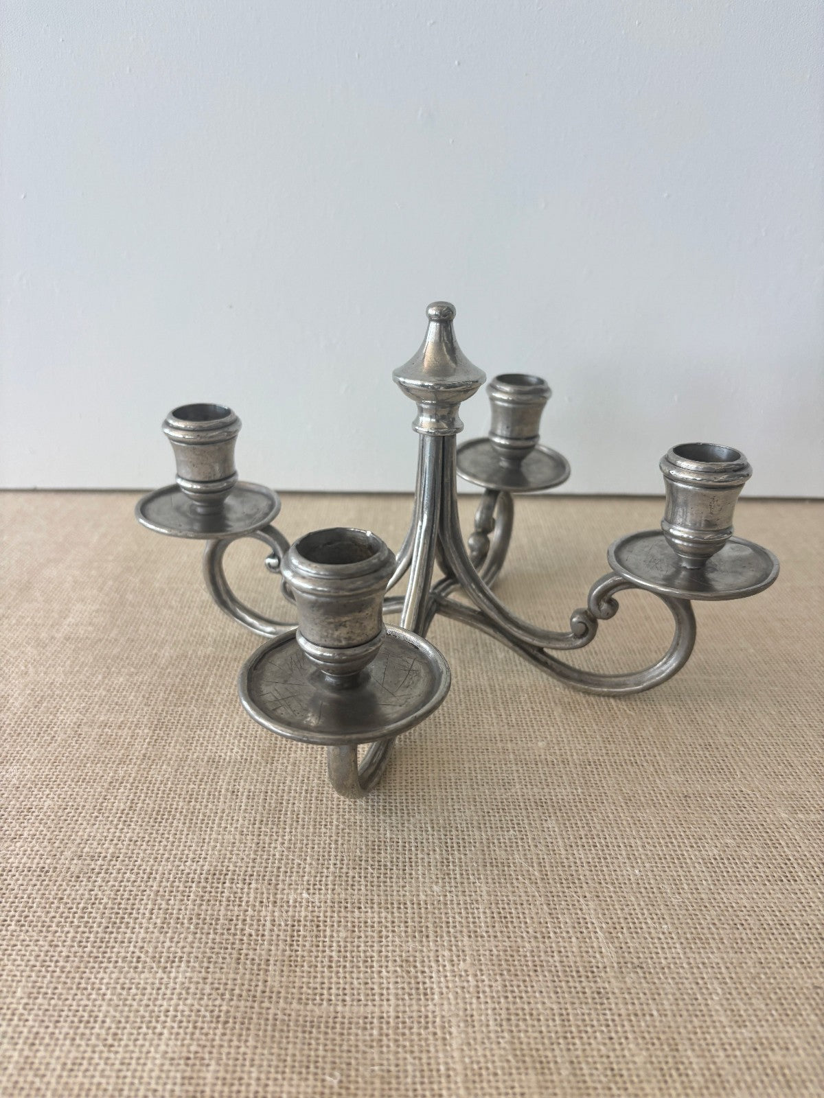 La Bottega del Peltro classical Italian Pewter 4-arm Candelabra