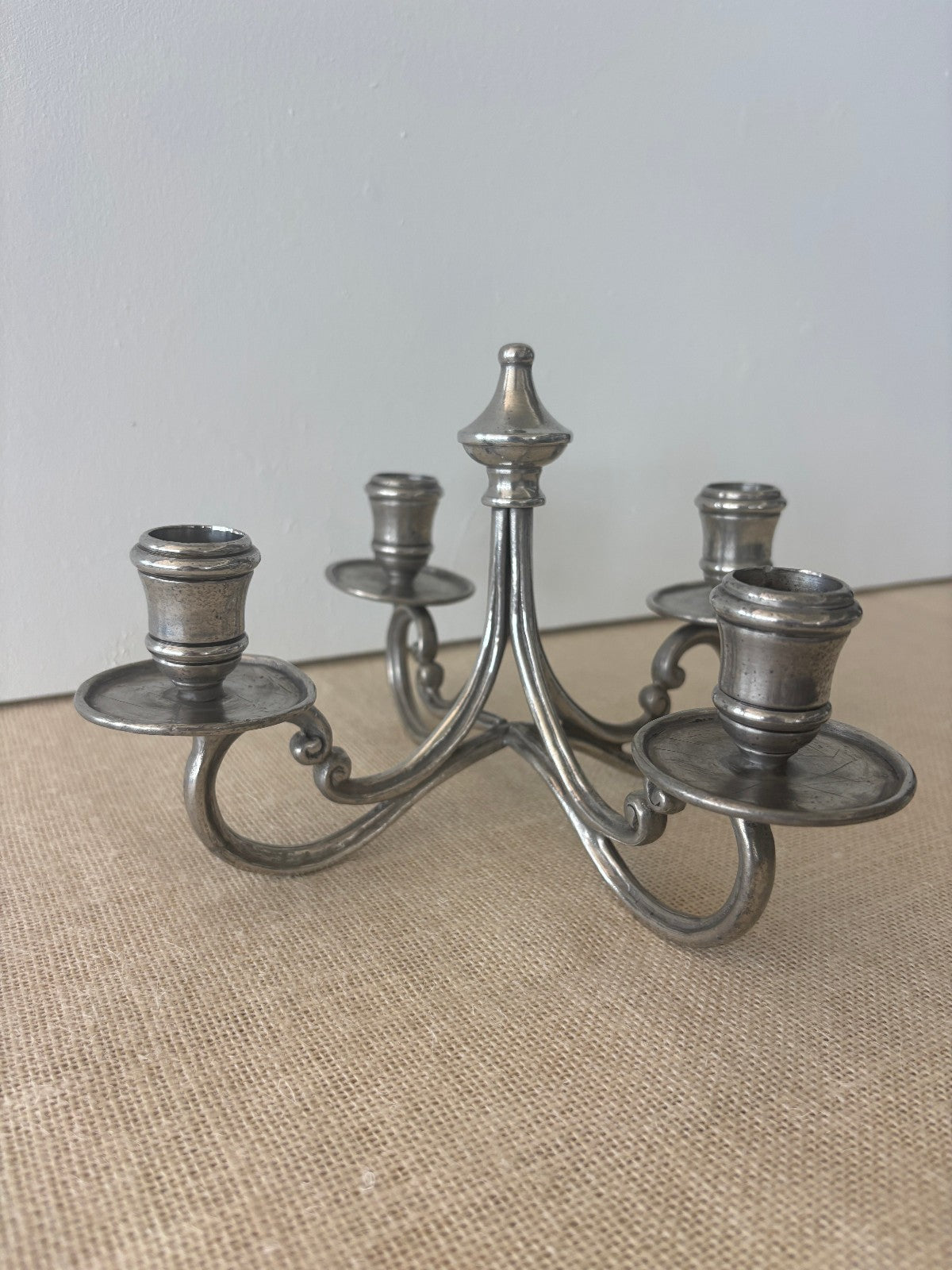 La Bottega del Peltro classical Italian Pewter 4-arm Candelabra