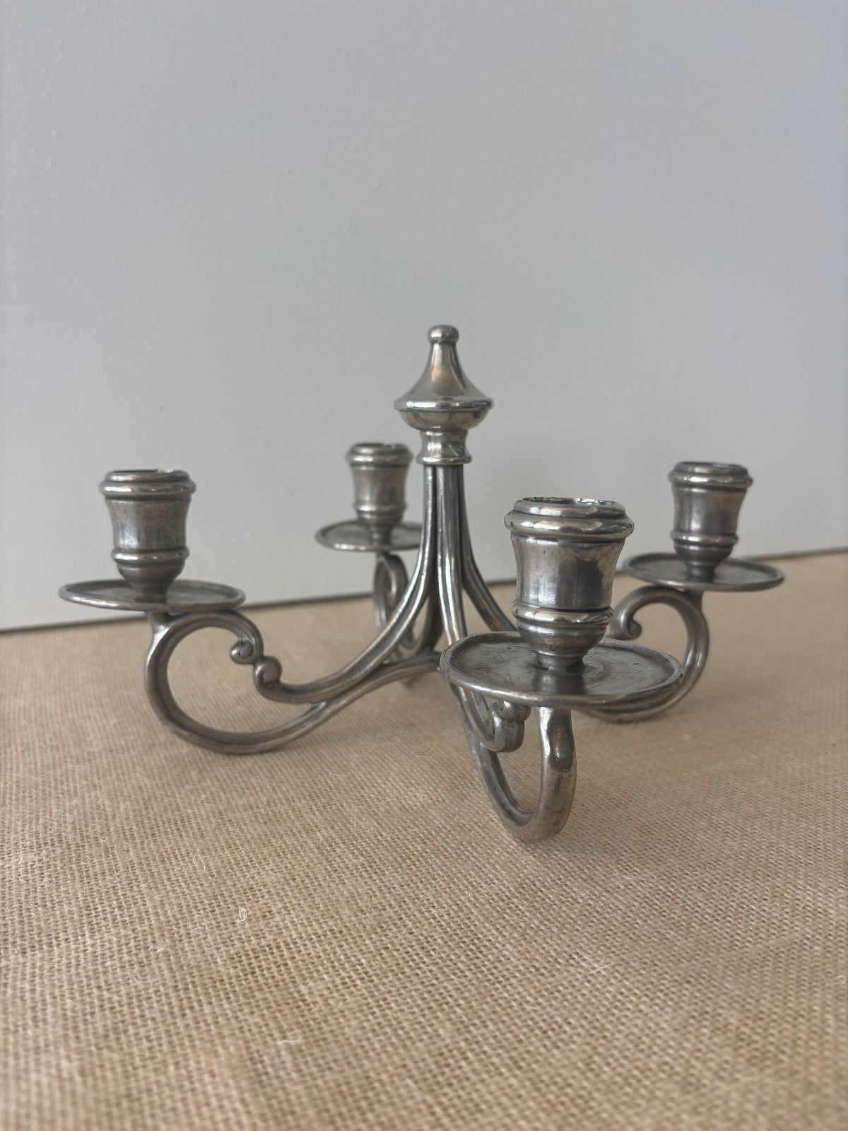 La Bottega del Peltro classical Italian Pewter 4-arm Candelabra