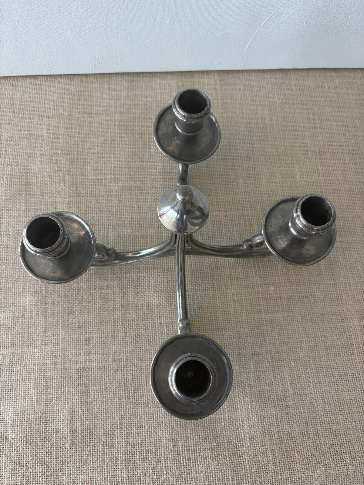 La Bottega del Peltro classical Italian Pewter 4-arm Candelabra