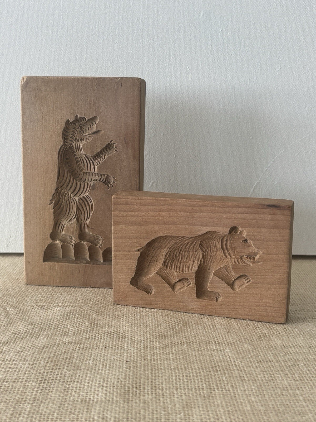 Swiss hand carved wood Bear motif Springerle Mold