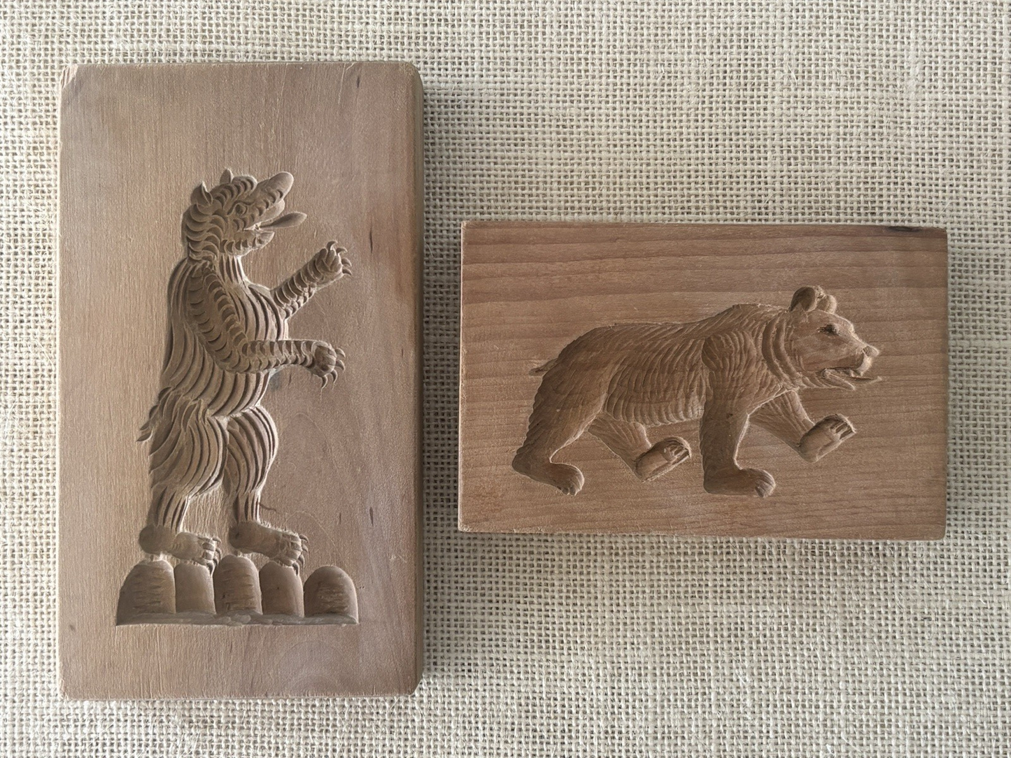 Swiss hand carved wood Bear motif Springerle Mold