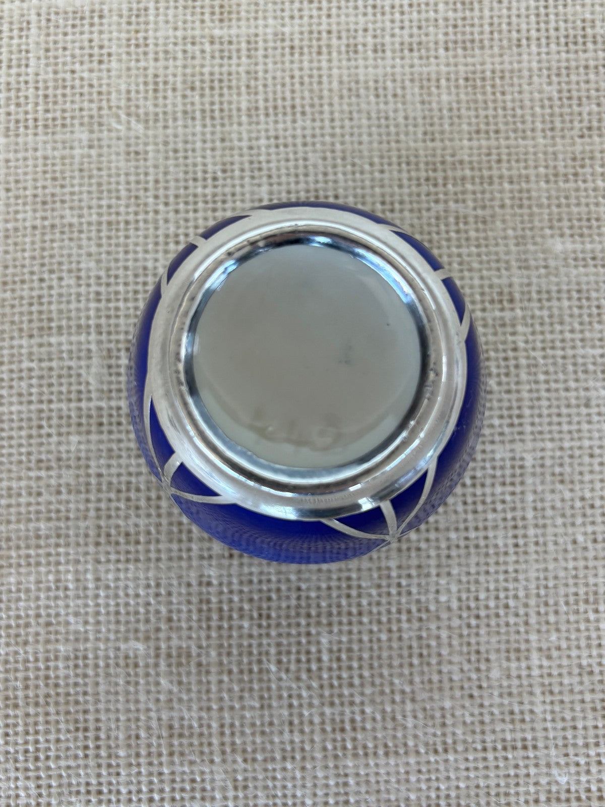 Art Deco Weimar Porzellan Cobalt blue Silver Overlay mini Urn Vase