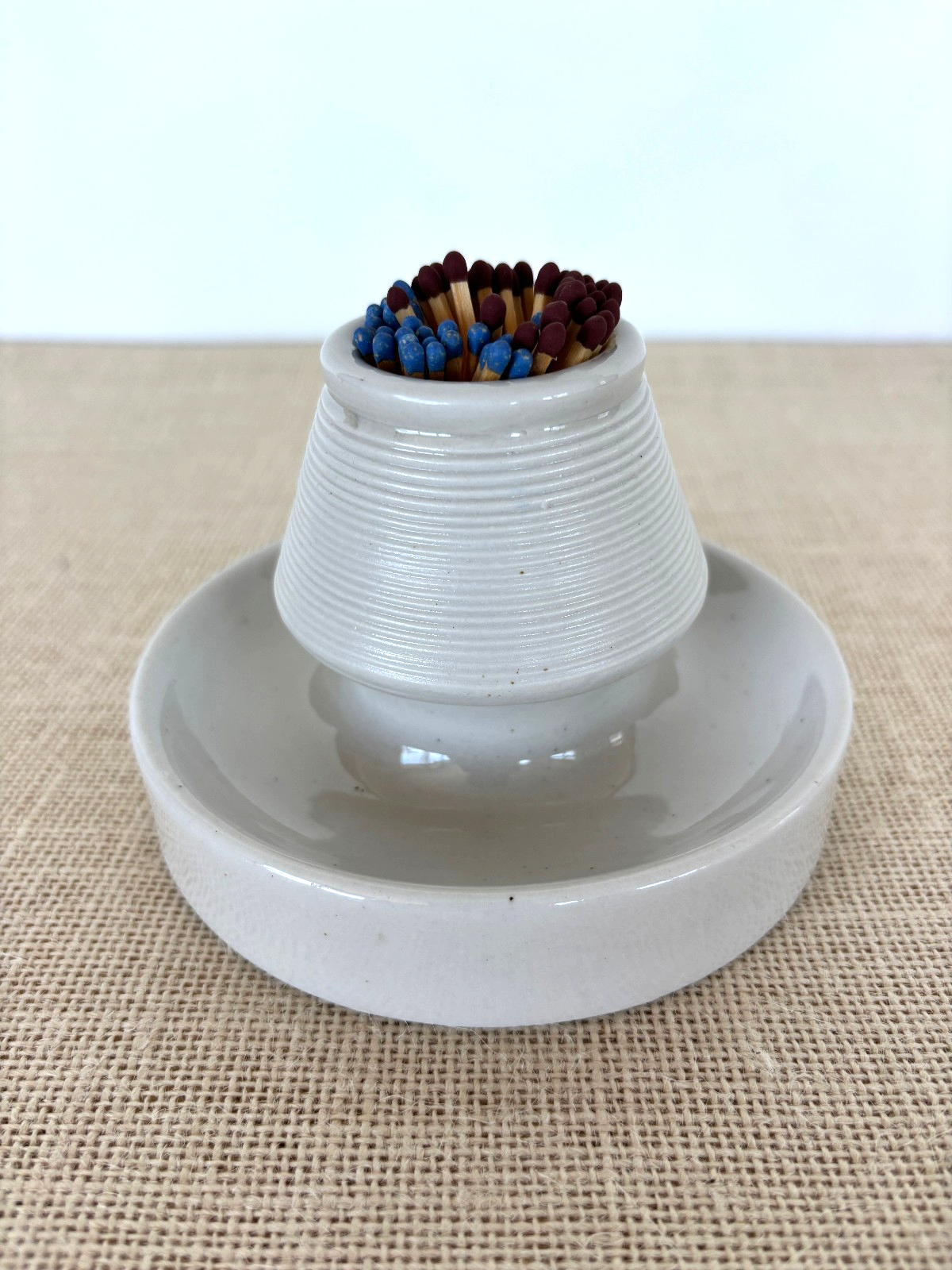 French Pyrogène white porcelain Match Striker & Drip Tray