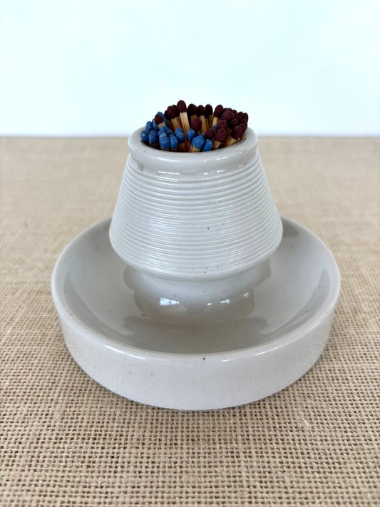 French Pyrogène white porcelain Match Striker & Drip Tray