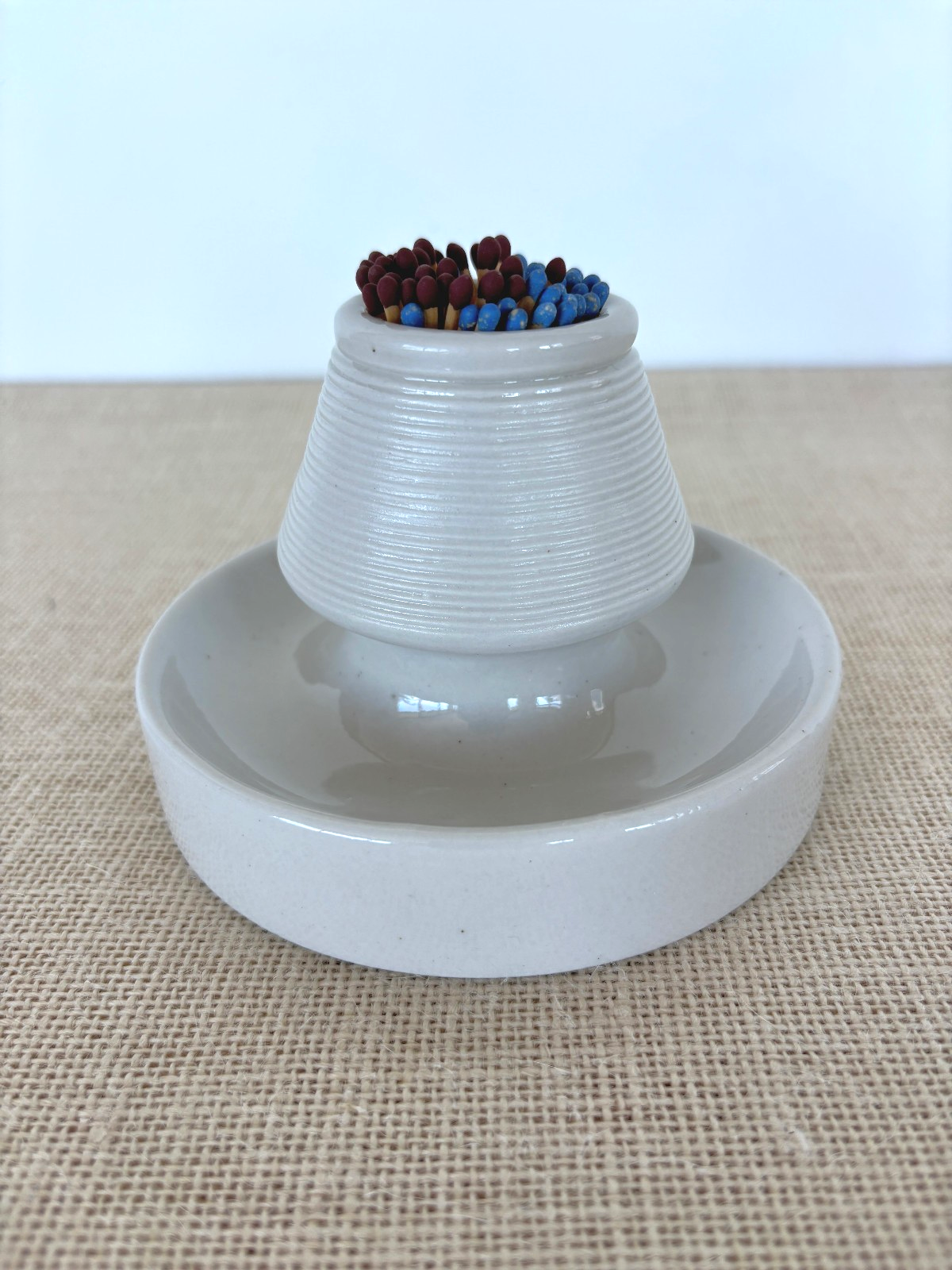 Vintage Pyrogène French white porcelain Match Striker Holder Ash Tray