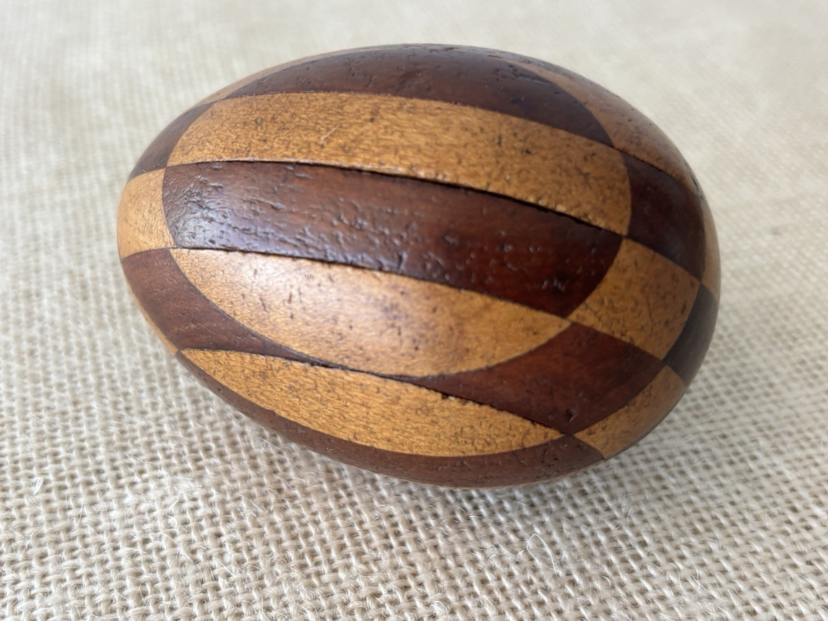 Arts & Crafts Intarsia Inlay Turned Wood Darning Eggs, set of 5