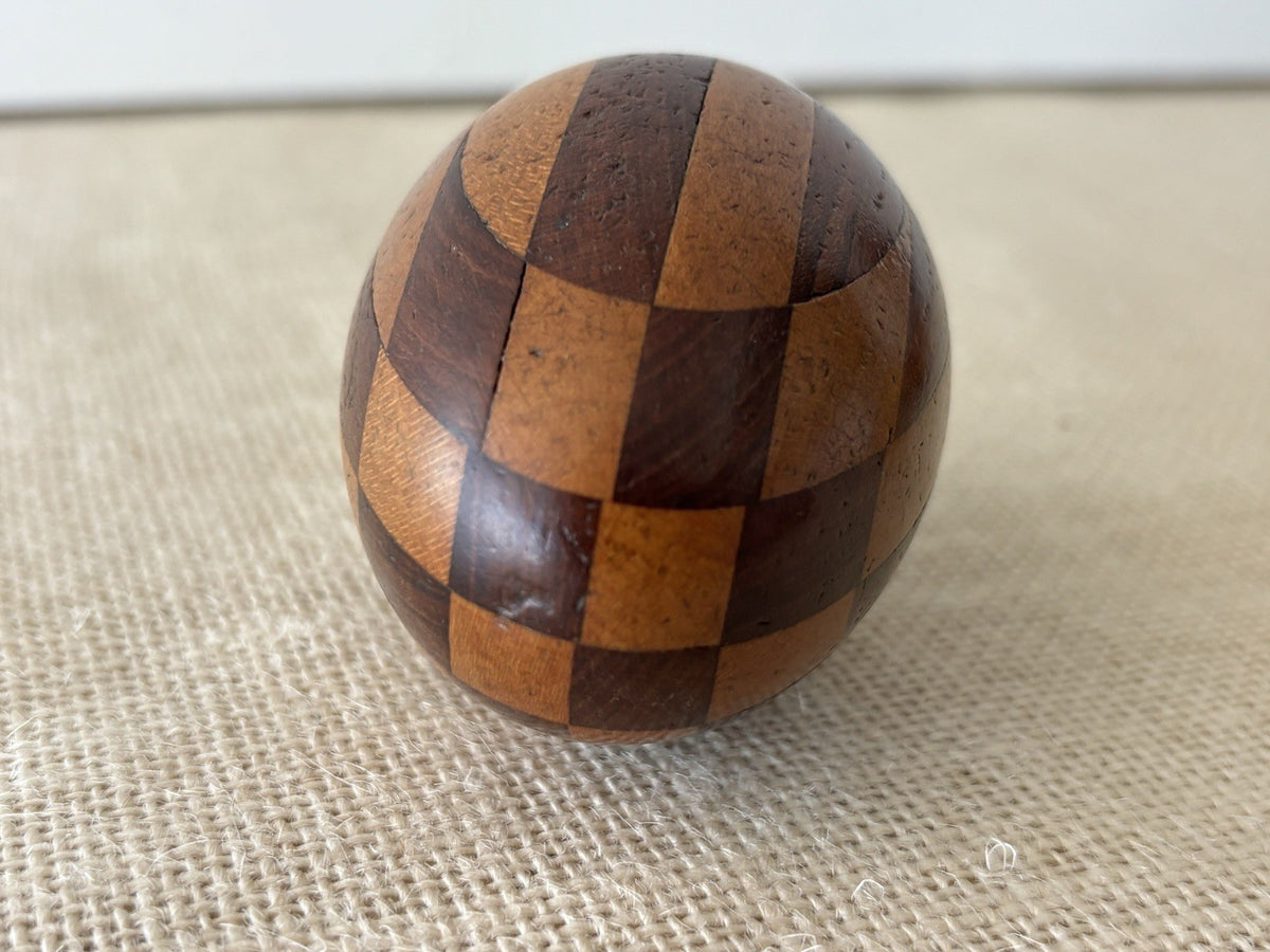 Arts & Crafts Intarsia Inlay Turned Wood Darning Eggs, set of 5