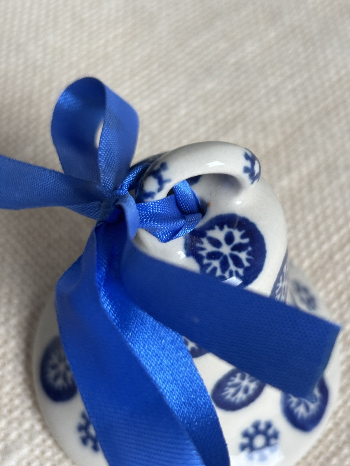 Vtg Cobalt Blue & White Pottery Bell Ornament Boleslawiec Polish Christmas