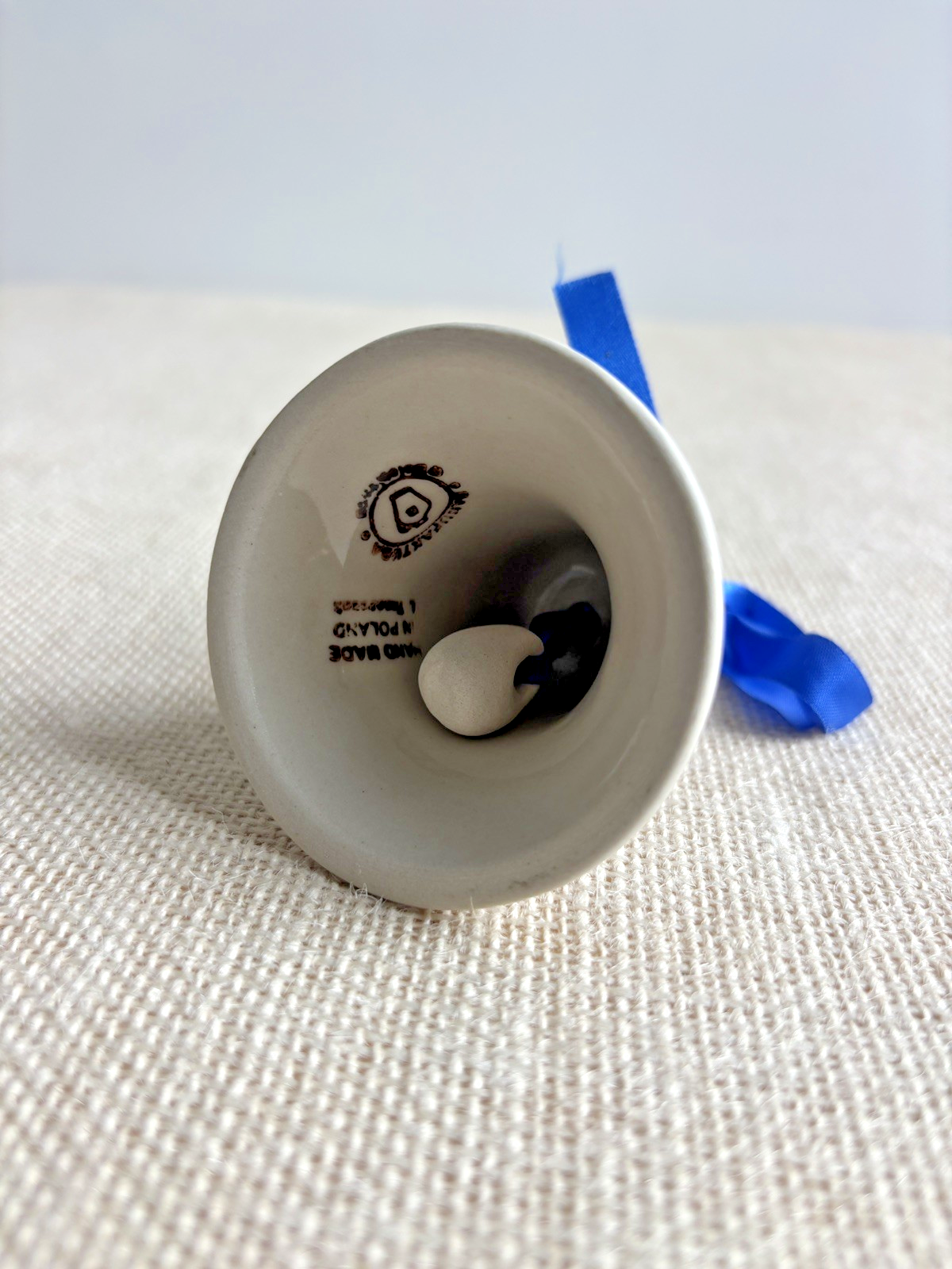 Vtg Cobalt Blue & White Pottery Bell Ornament Boleslawiec Polish Christmas