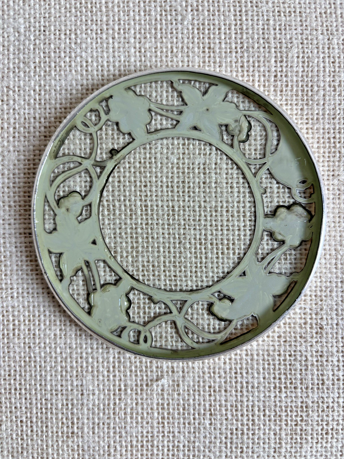 Alvin .999 Silver Overlay Art Nouveau Grapes & Leaves Wine Coaster