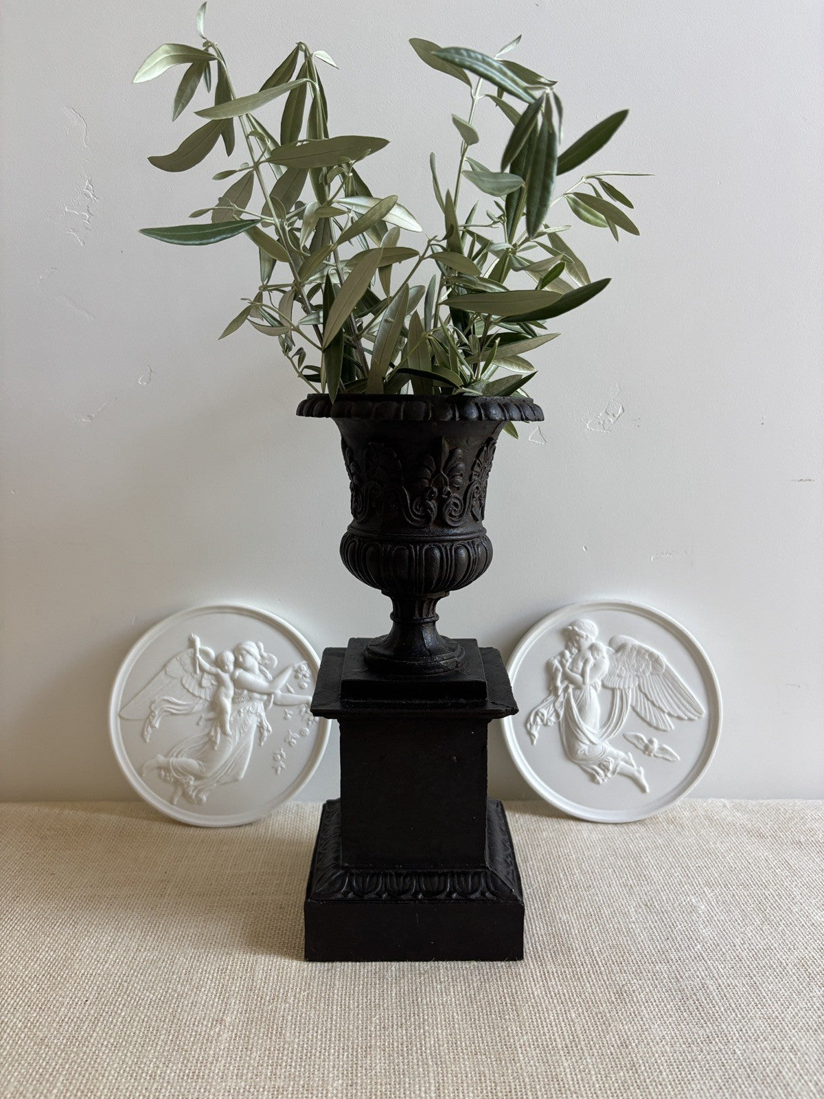 Art Nouveau Neoclassic "Day & Night" Bisque Relief Plaques by Bing & Grondahl