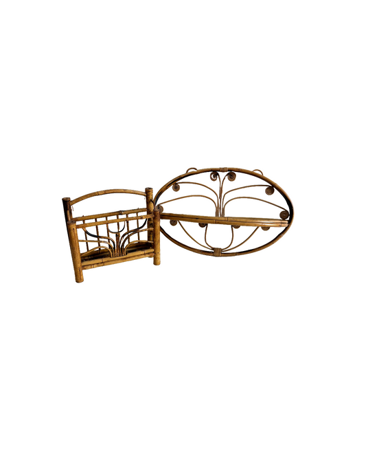 Faux Tortoise Shell / Burnt Bamboo Folding Shelf & Wall Rack
