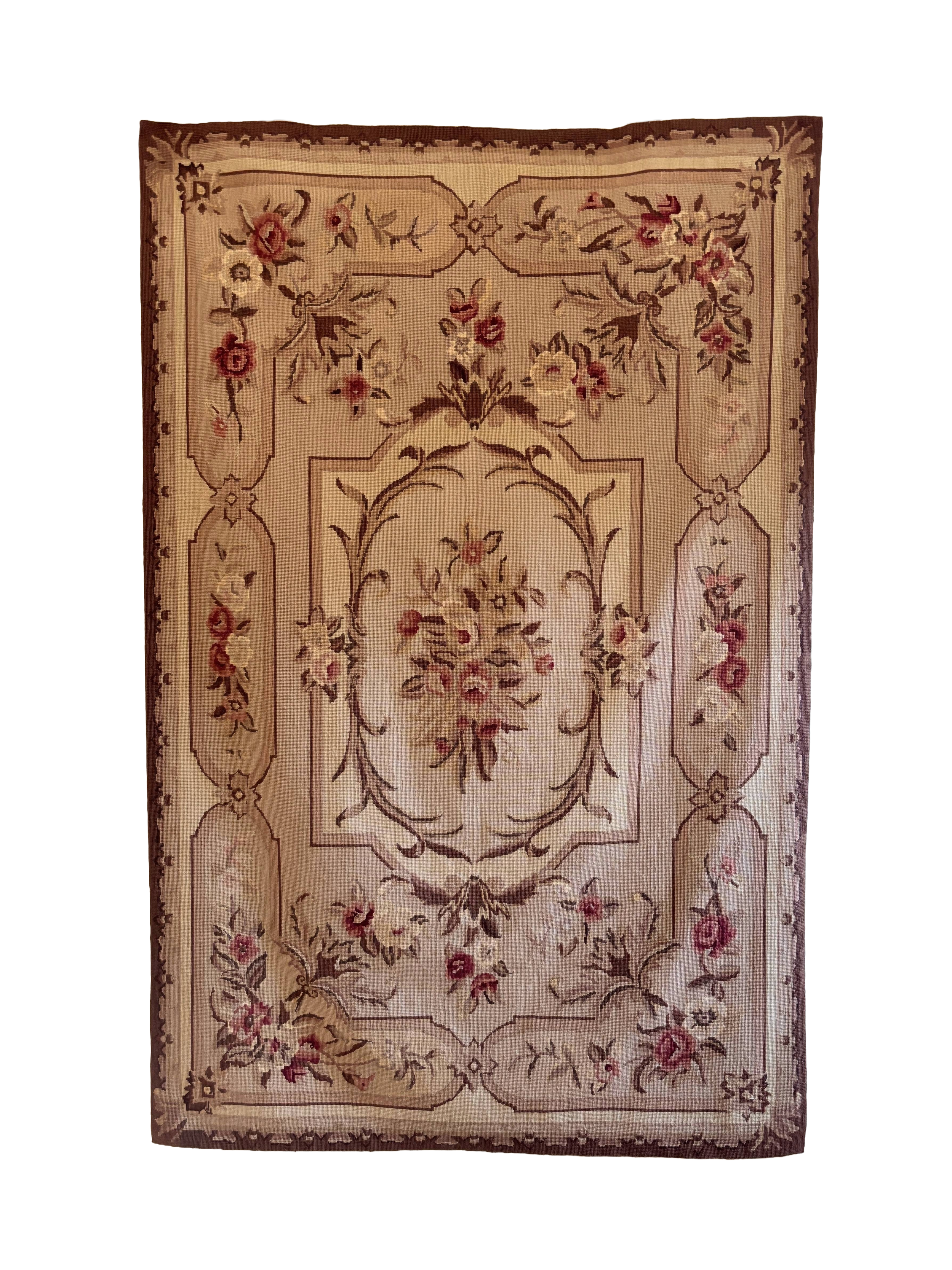Antique French Aubusson Needlepoint Tapestry Wall Hanging