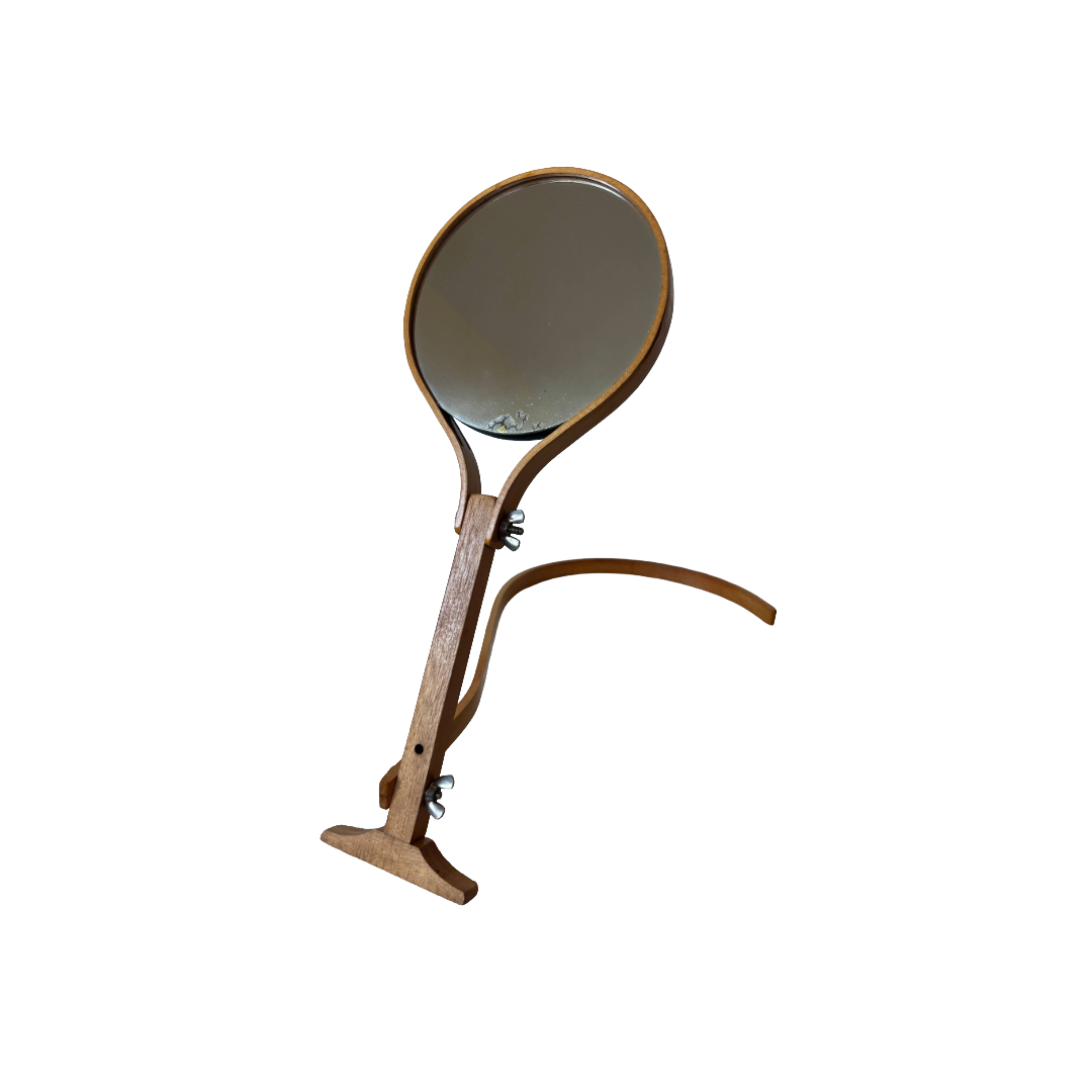 Art Deco 2-sided adjustable Bentwood Neck Hook Shaving Mirror