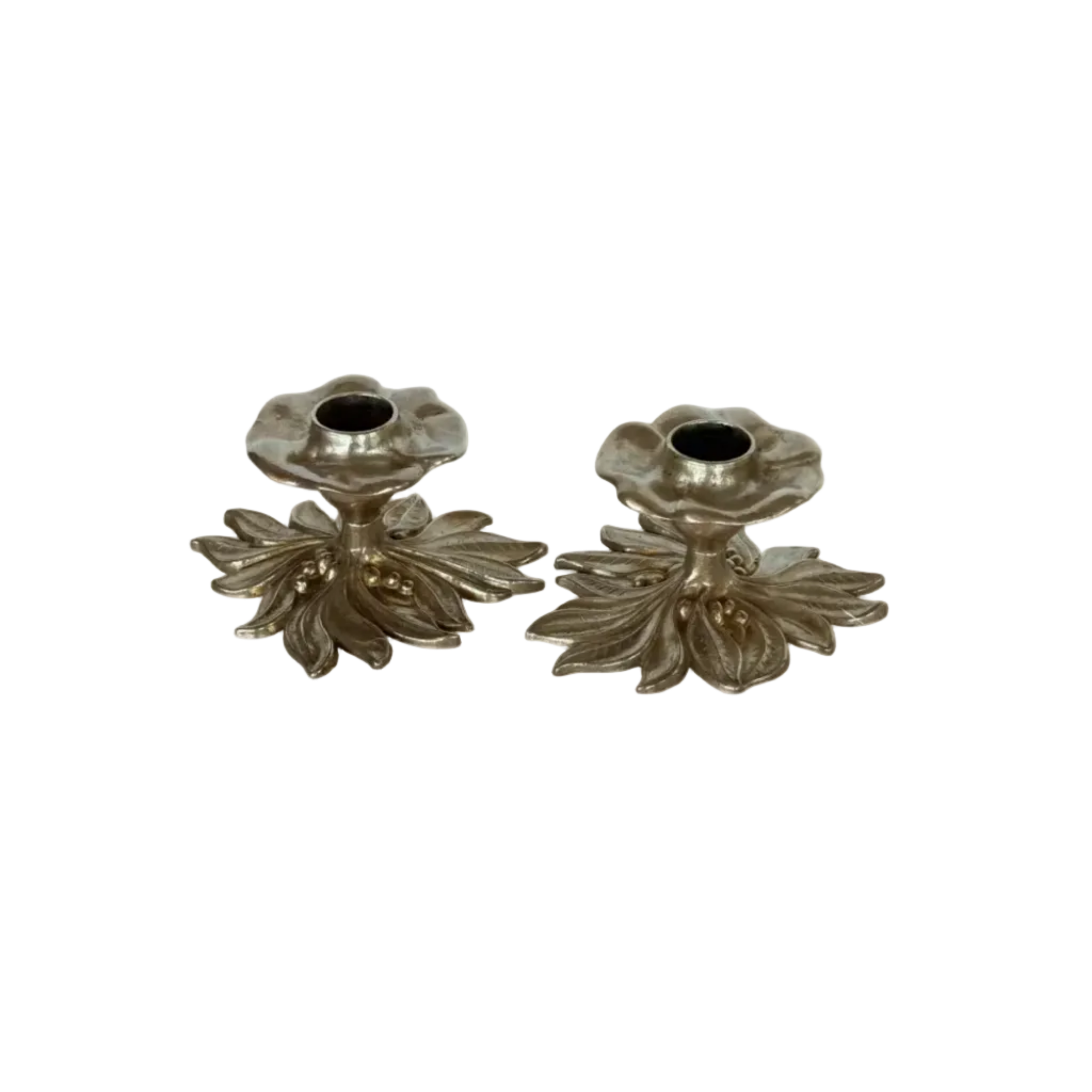 Brass Art Nouveau style Floral Candle Holders by Gilde Handwerk