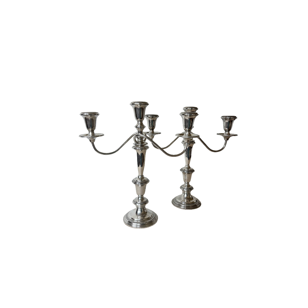 Pair of EMPIRE Sterling Silver Convertible Candelabras