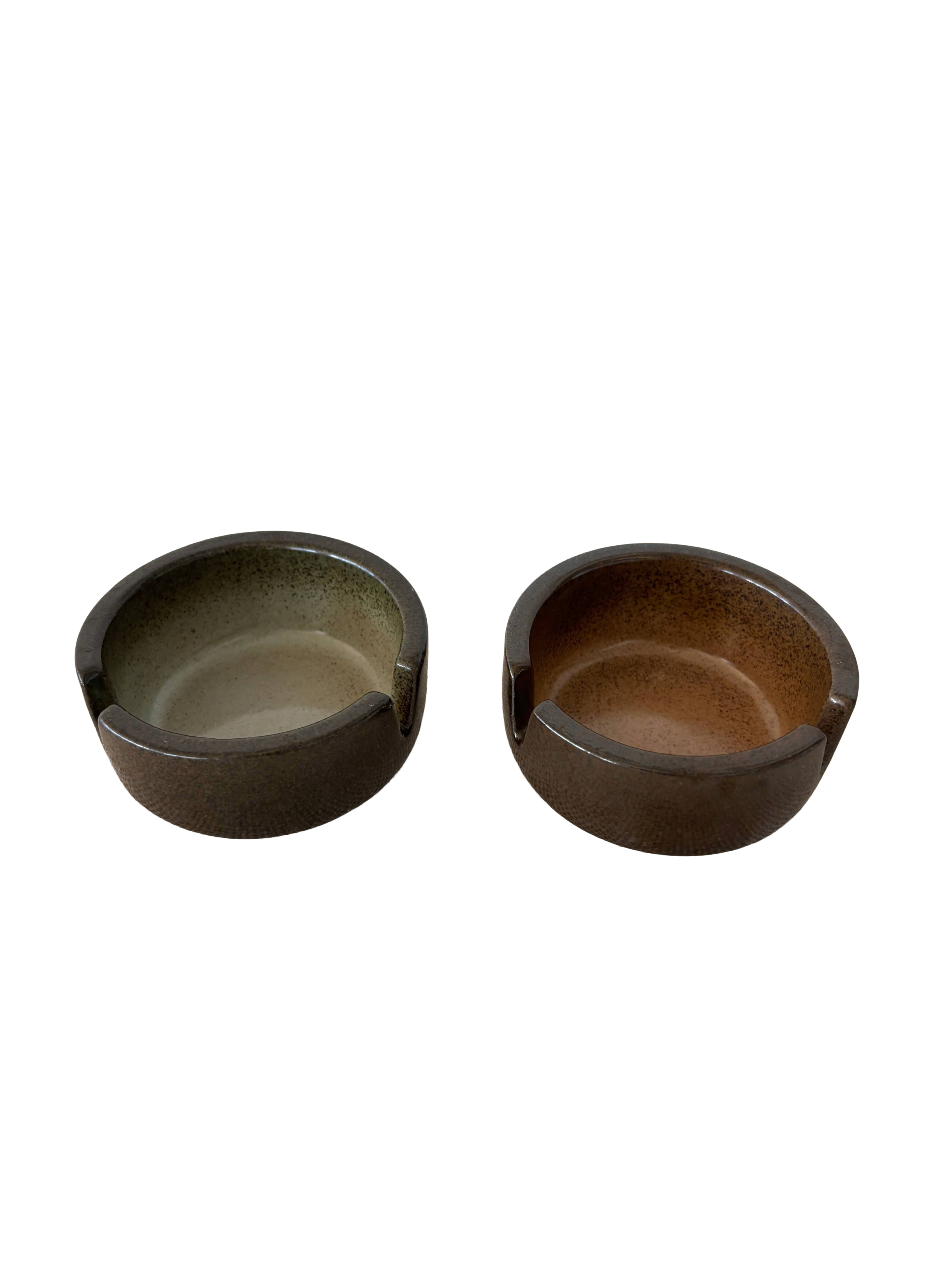 2 Heath Ceramics Ash Trays Speckled Brown & Green