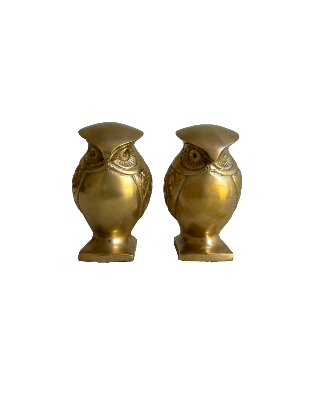 Cast Brass Art Deco Owl Figurine Bookends