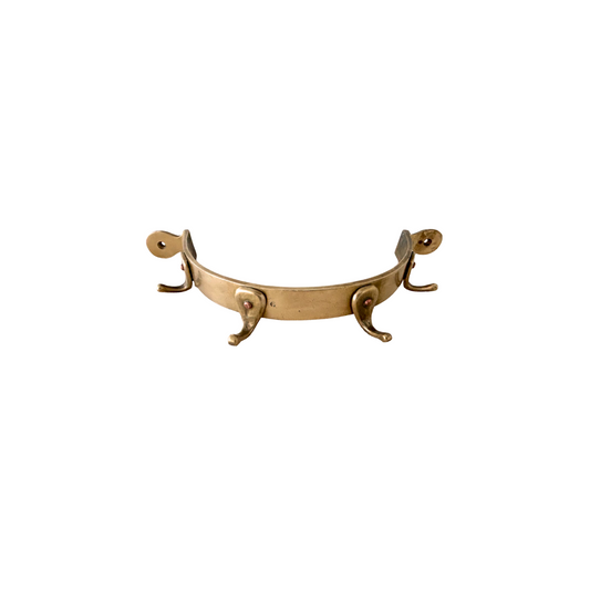 Antique brass semi-circle Pot, Tack or Coat Rack with Copper Rivets