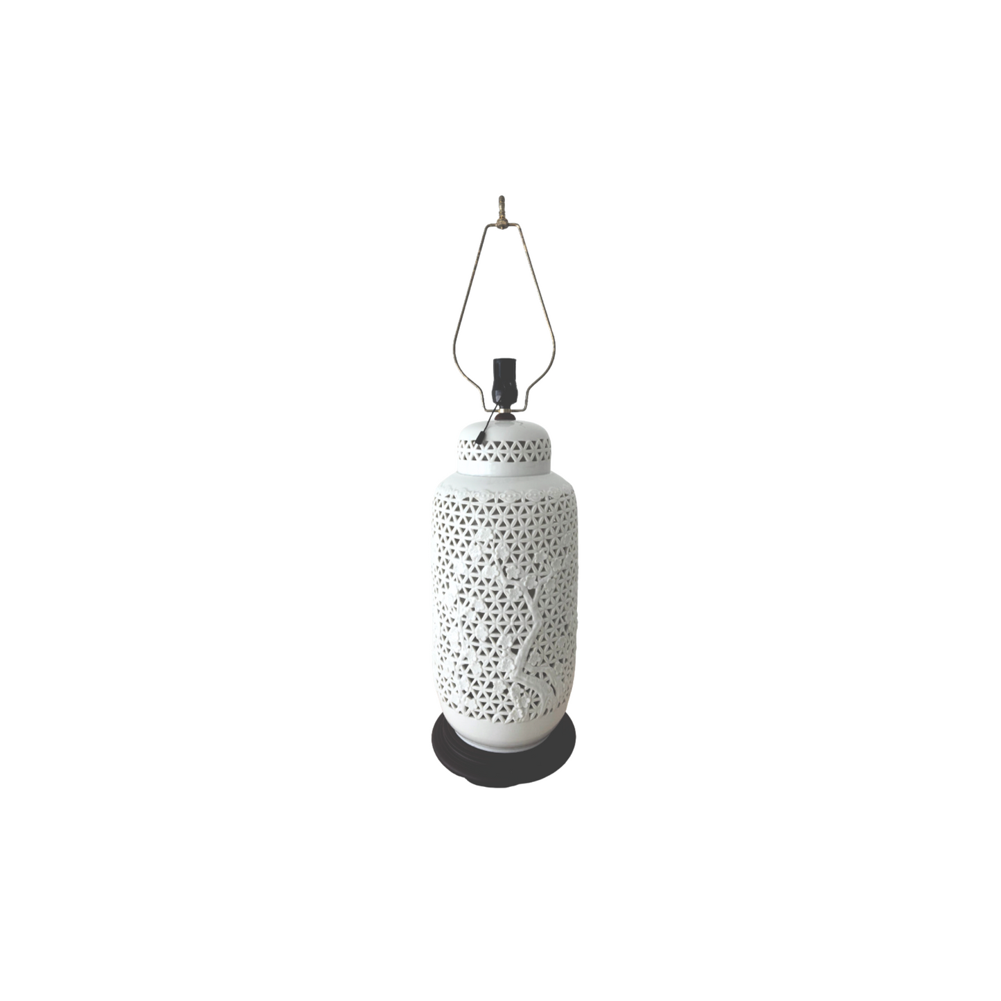 Large Blanc de Chine Reticulated Porcelain Table Lamp