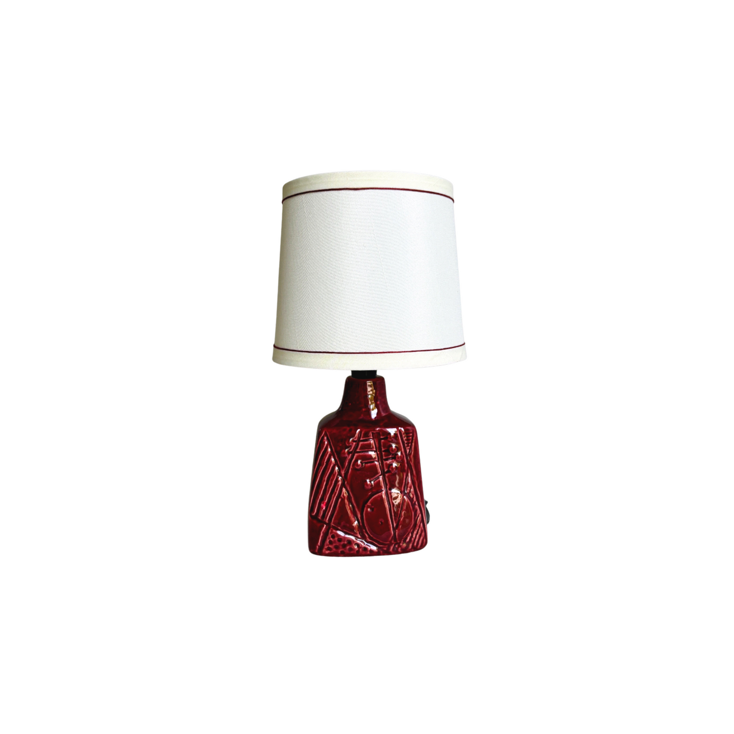 1960s Brutalist Red Ceramic Pottery Lamp Syco Keramic Sweden