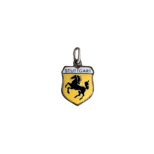 1970s Silver Enamel STUTTGART Coat of Arms Charm Travel Souvenir