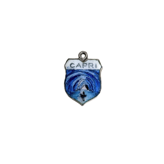 1970s CAPRI Italy Travel Souvenir Charm in Sterling & Enamel