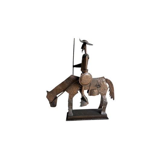 Mid century modern copper sheet metal Sculpture of Don Quixote on Horseback