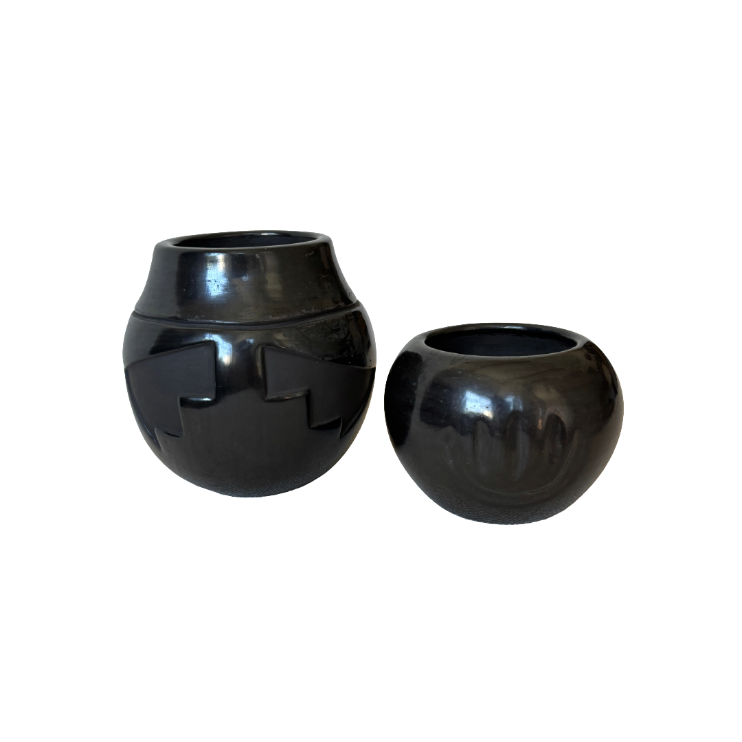 Santa Clara Pueblo Blackware Pots or Vases by R. Sisneros A. Taliman