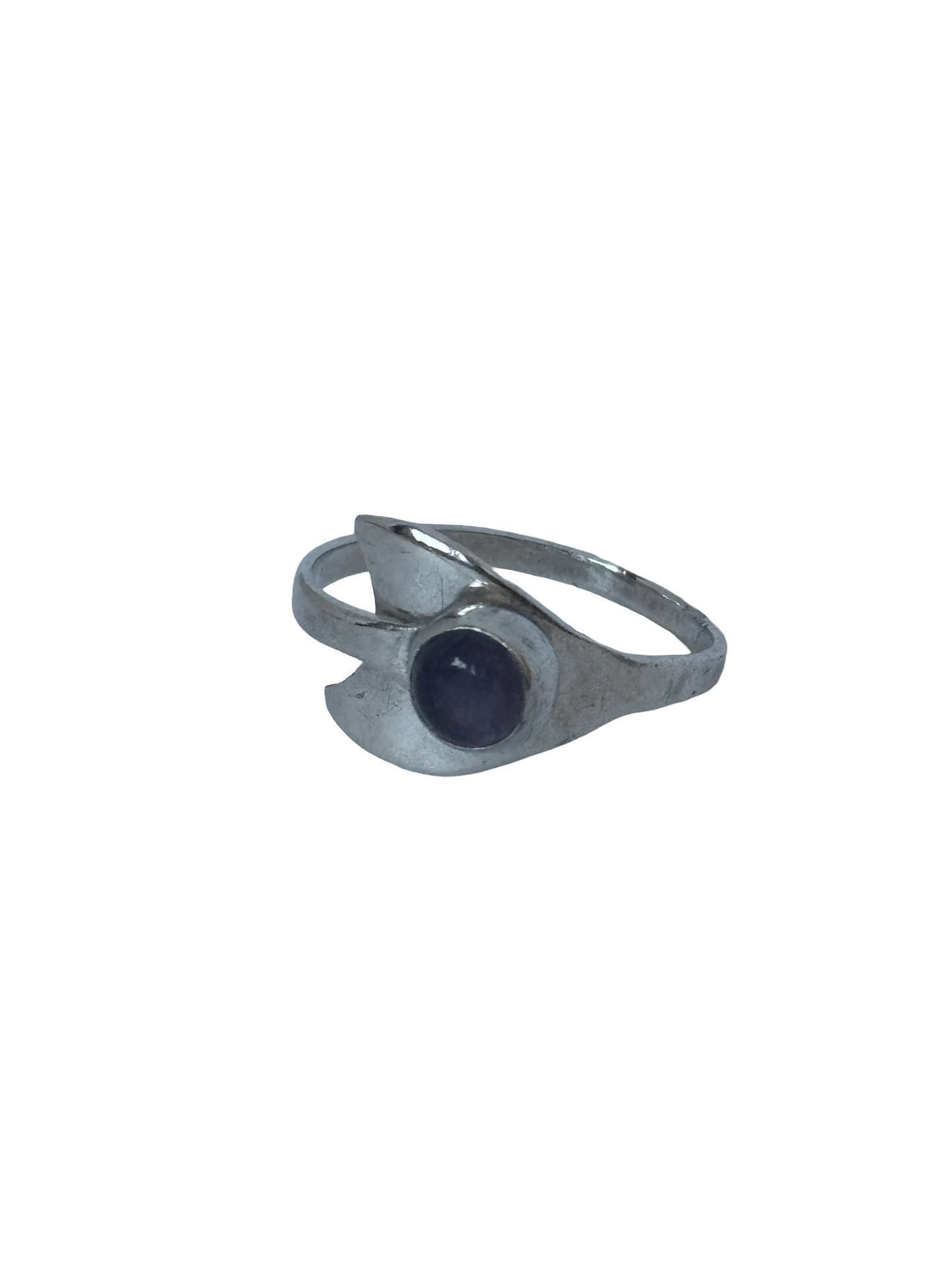 Taxco Modernist Abstract Bypass Sterling Silver & Amethyst Ring