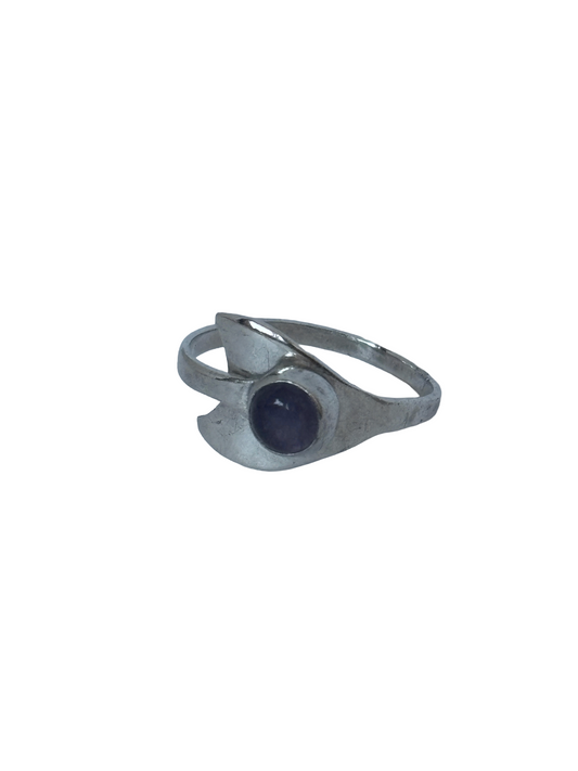 Taxco Modernist Abstract Bypass Sterling Silver & Amethyst Ring