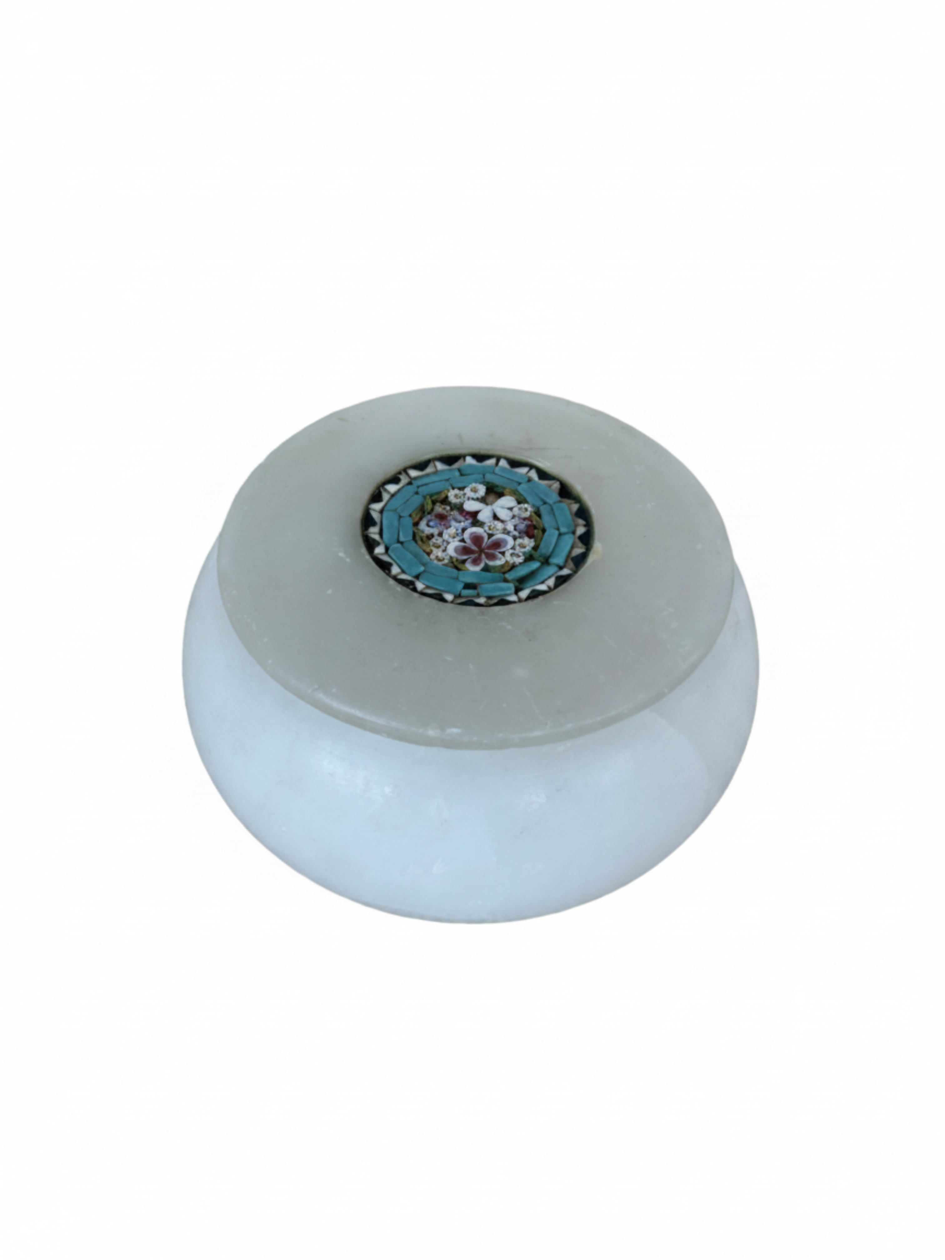 Micro Mosaic Italian Alabaster lidded Jar or Box