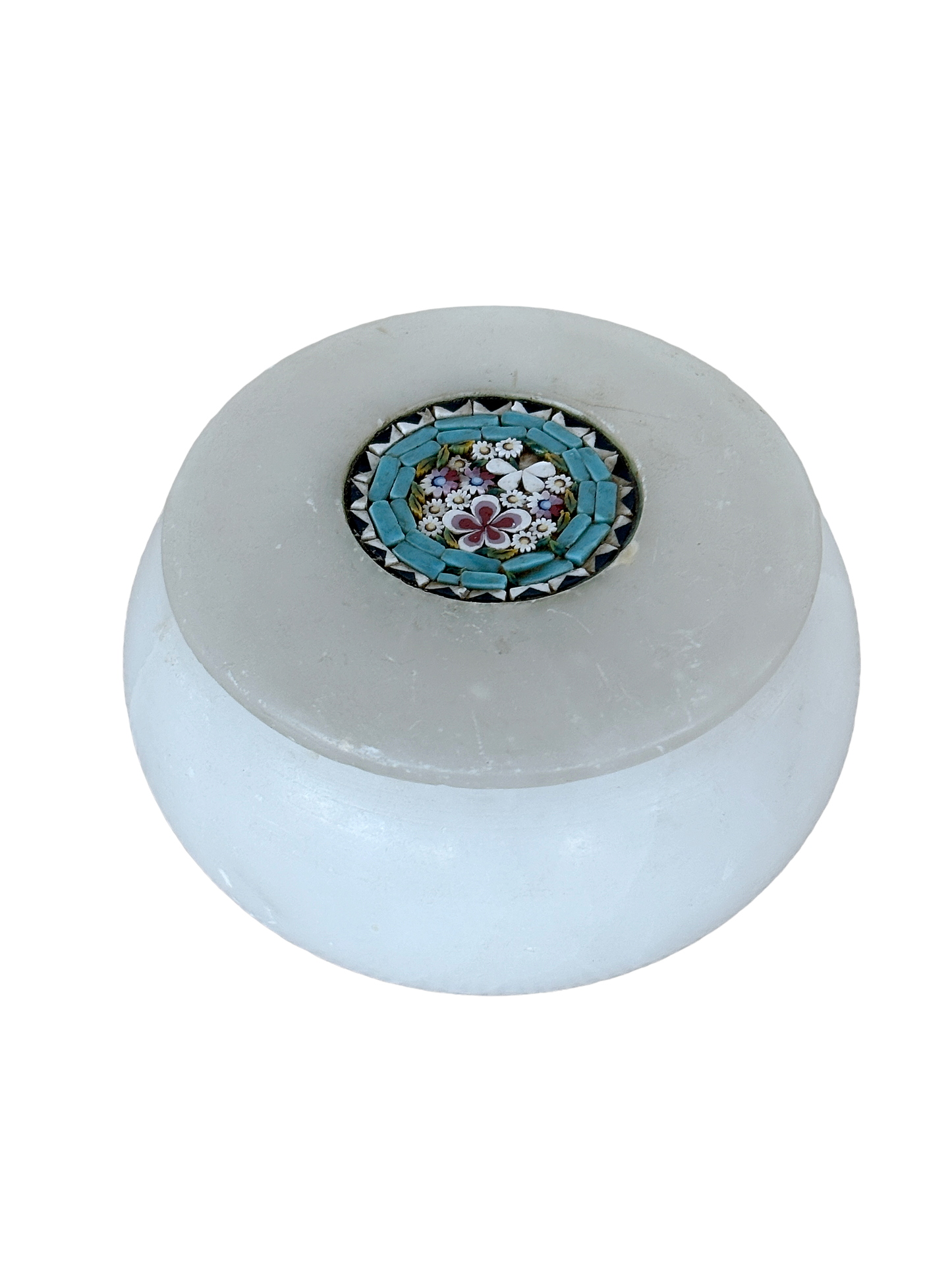 Micro Mosaic Italian Alabaster lidded Jar or Box
