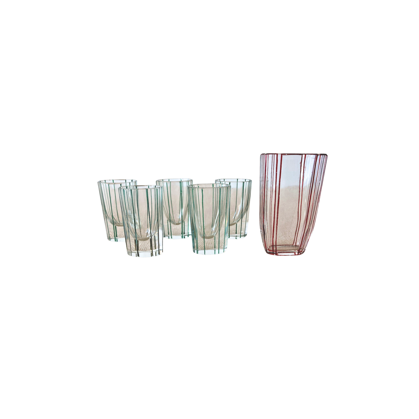 Art Deco Czech Faceted Oval Shot or Liquor Glasses Moser Palda style